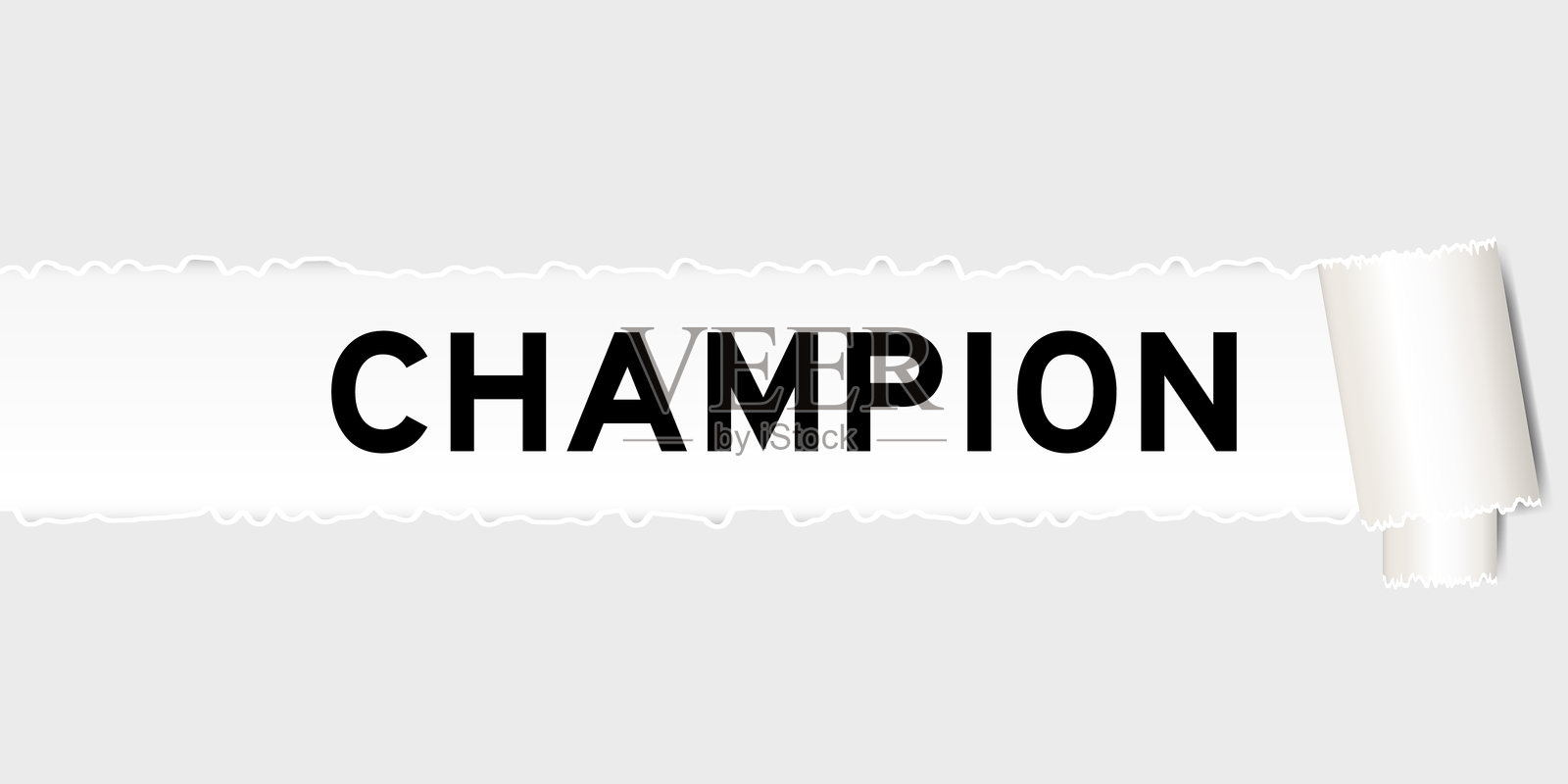 撕开的灰纸背景，有字冠军在撕裂部分插画图片素材