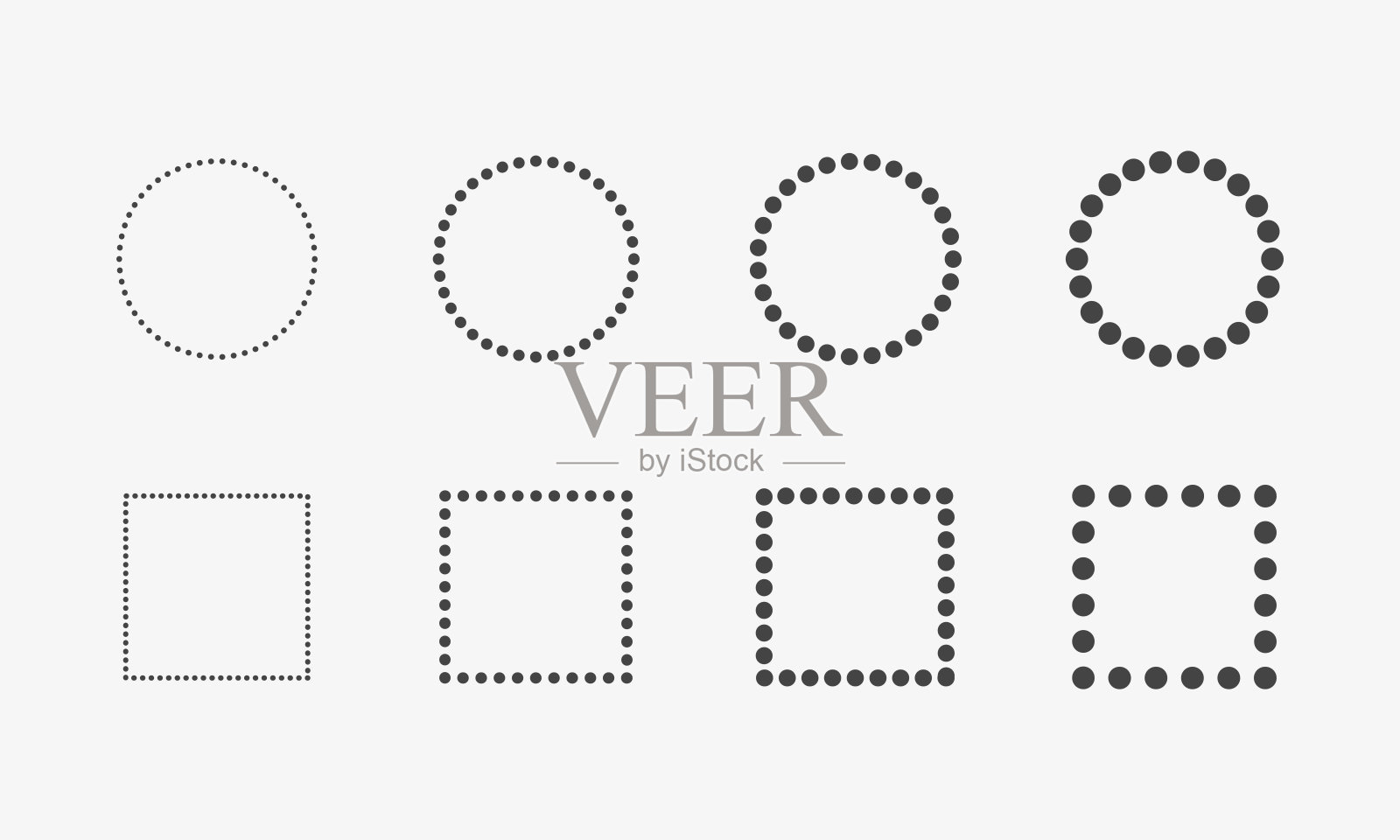 虚线框架。圆形和矩形边框设置插画图片素材