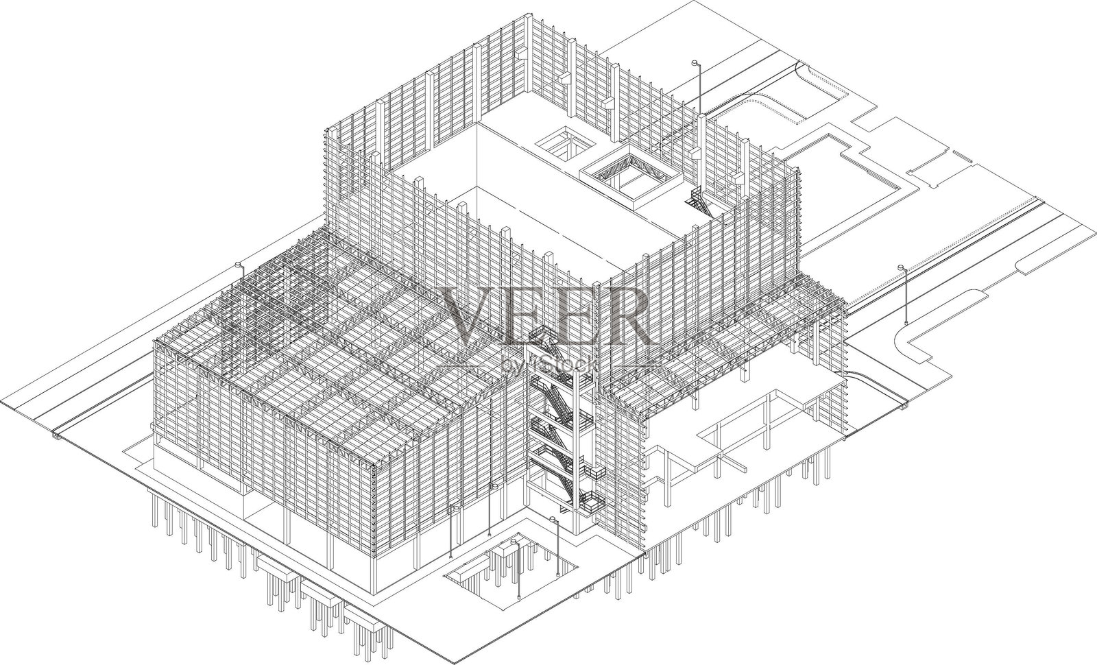 工业项目的三维插图插画图片素材