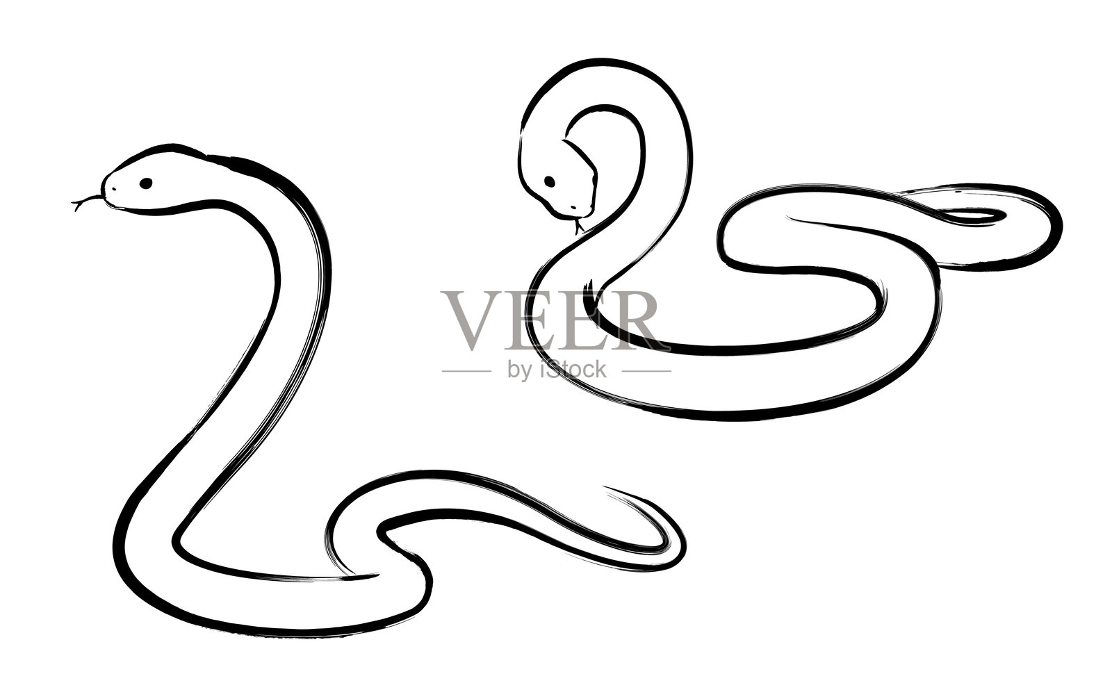 蛇的插图，看起来像一个毛笔画插画图片素材