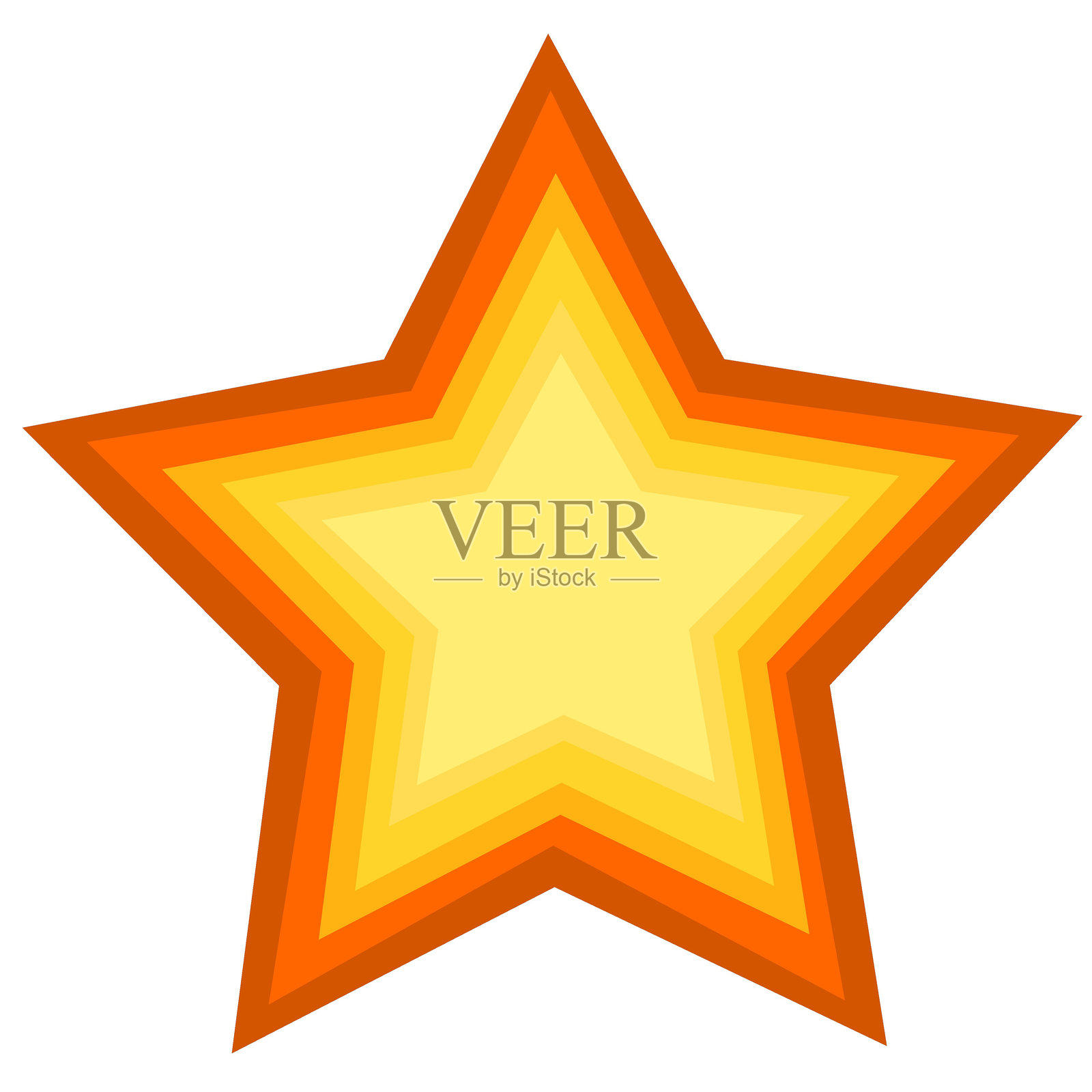 五角星。从橙色到淡黄色的渐变插画图片素材