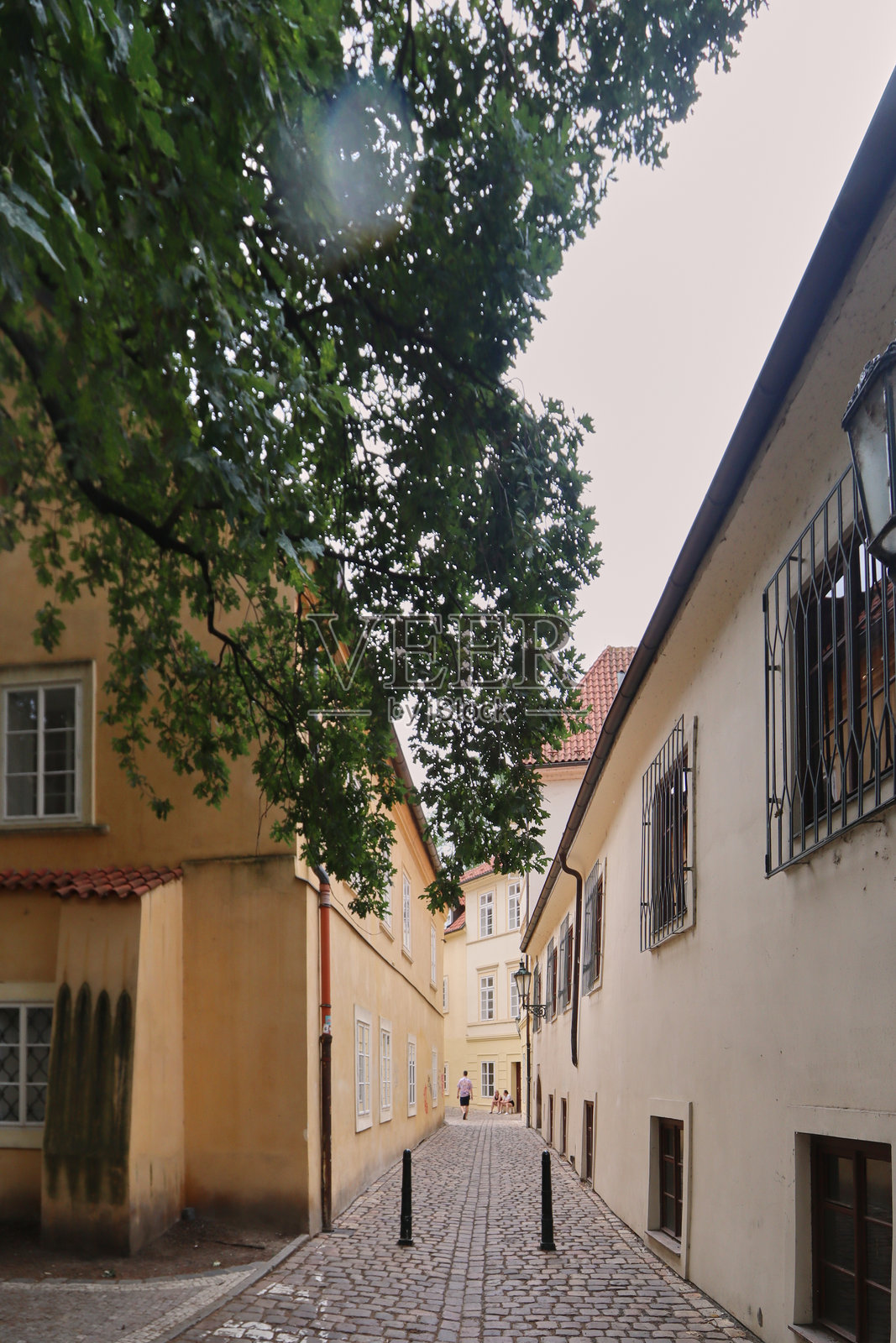 一条狭窄的鹅卵石小巷照片摄影图片