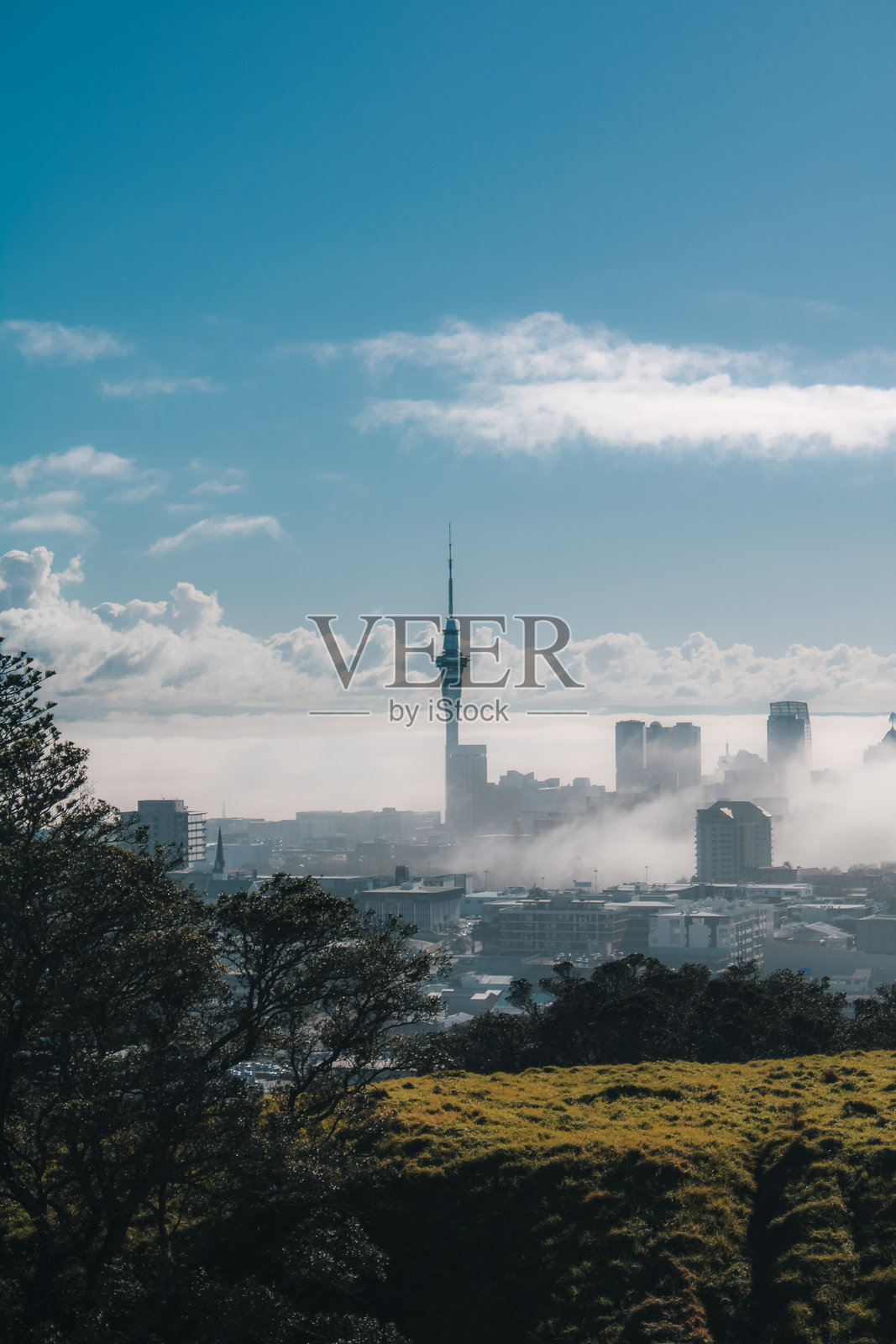 奥克兰市被雾笼罩照片摄影图片