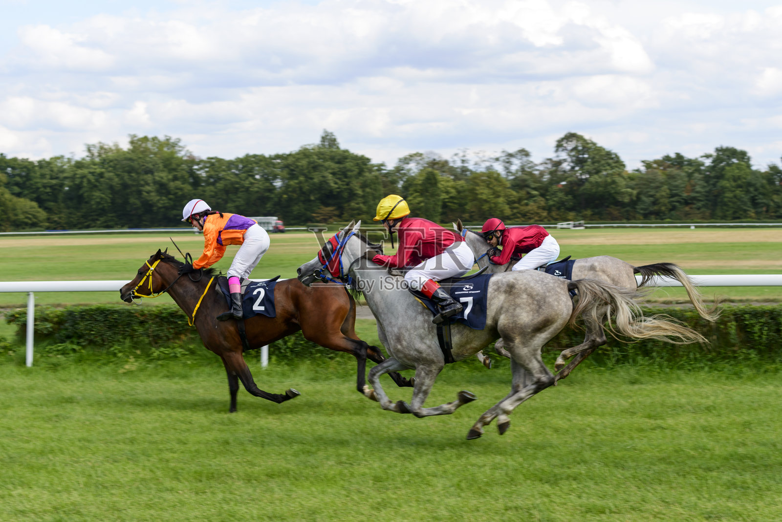 在Partynice赛道上赛马。照片摄影图片
