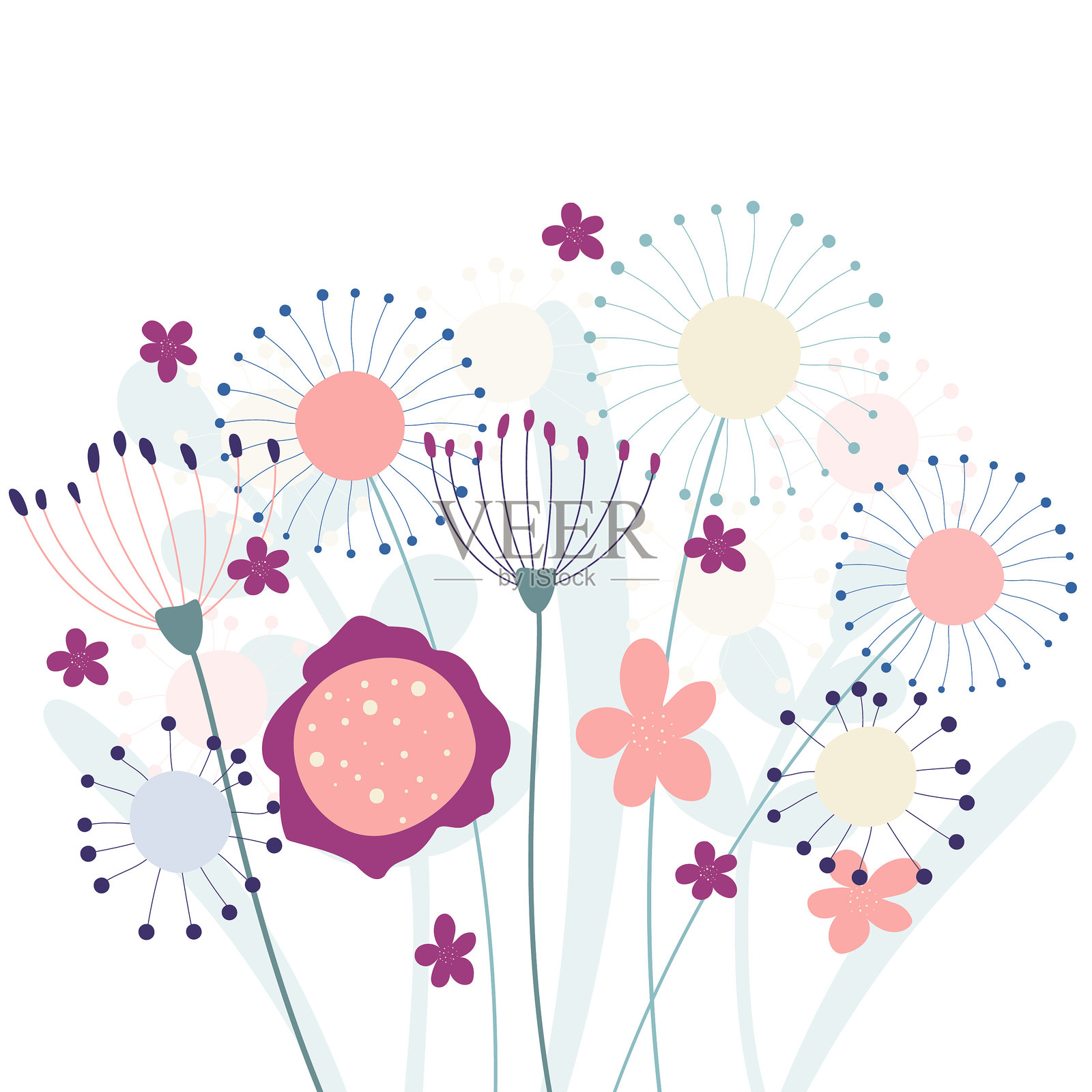 抽象的花朵插画图片素材