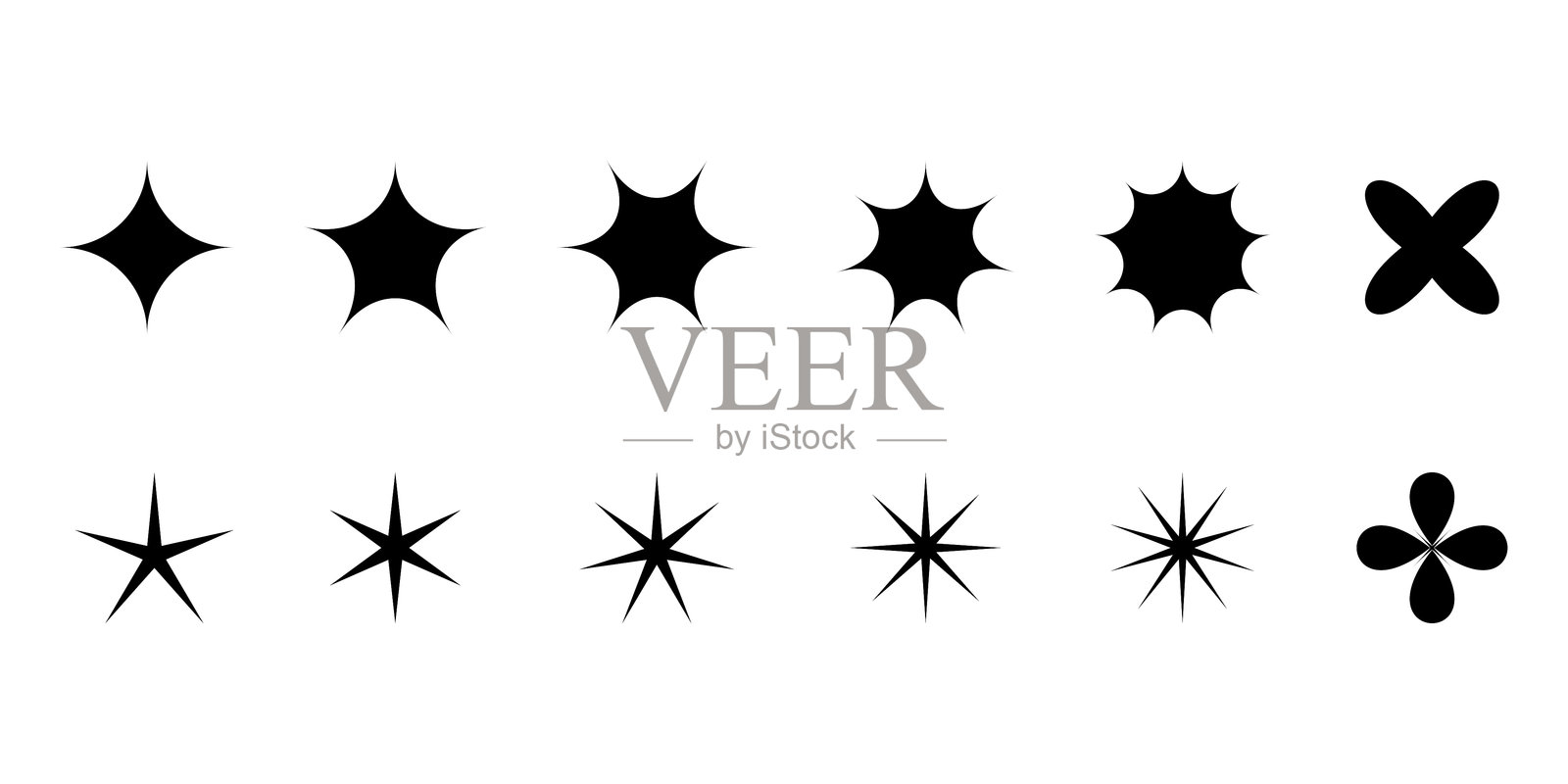星星闪烁图标集矢量设计。插画图片素材