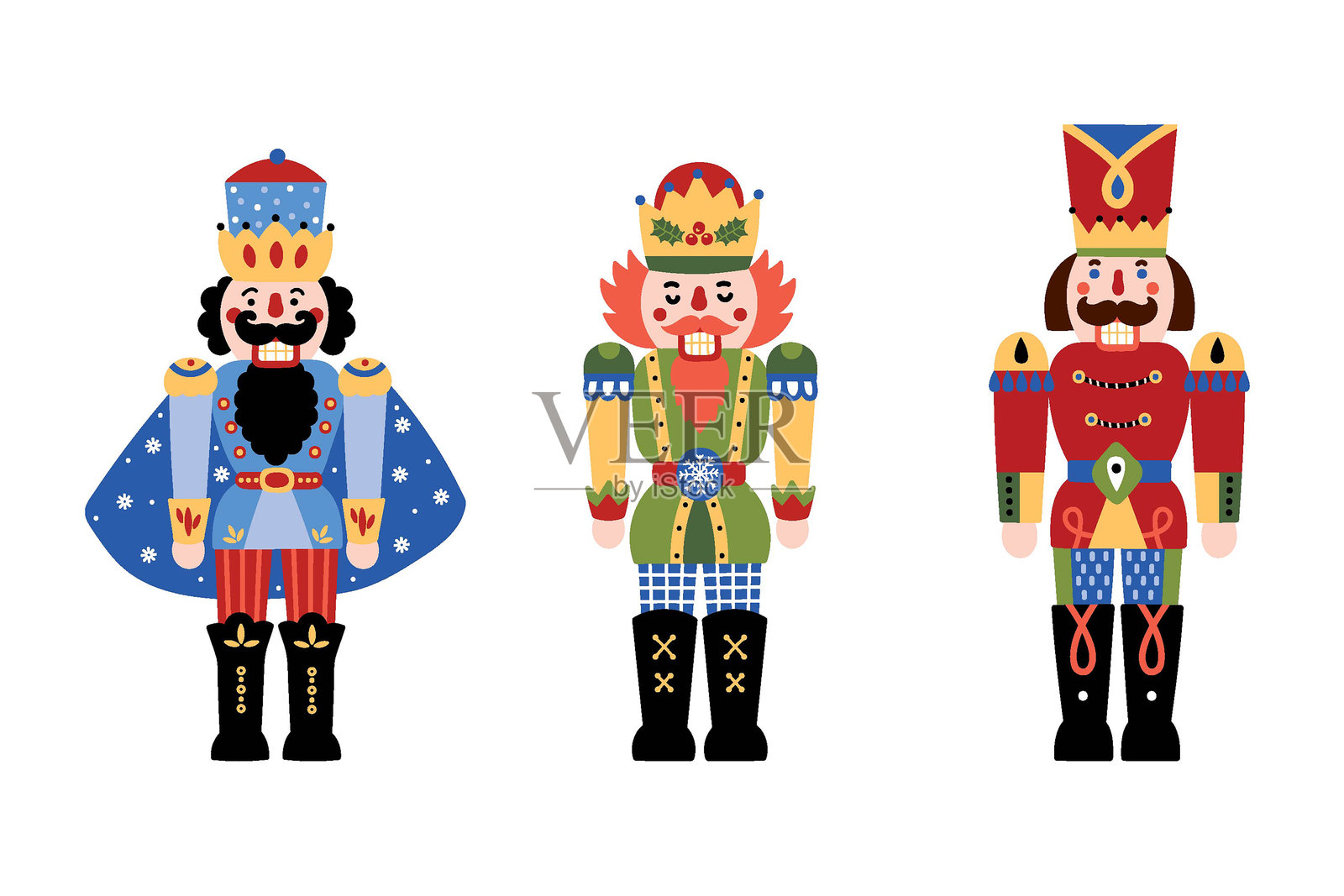 可爱的胡桃夹子在一个透明的背景。插画图片素材