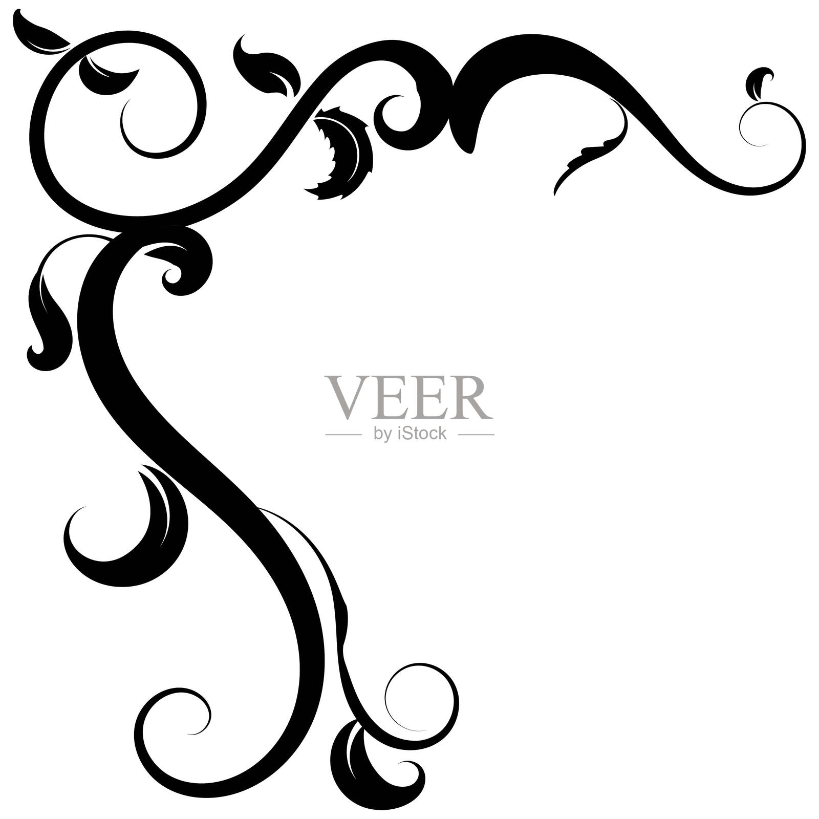 复古边角，抽象花卉装饰框架插画图片素材