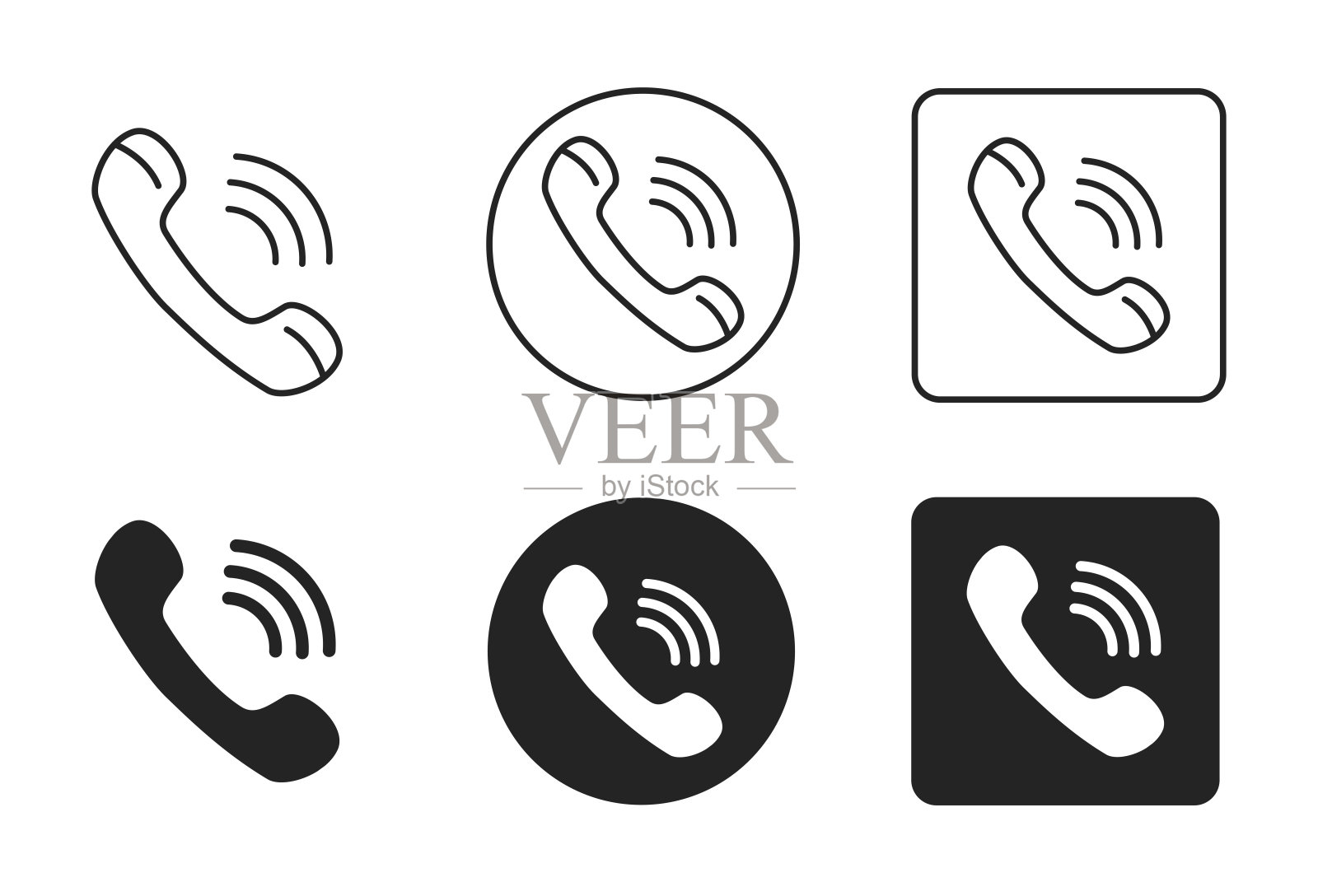 电话扬声器图标集。电话，联系，通信，电话，呼叫图标矢量插图插画图片素材