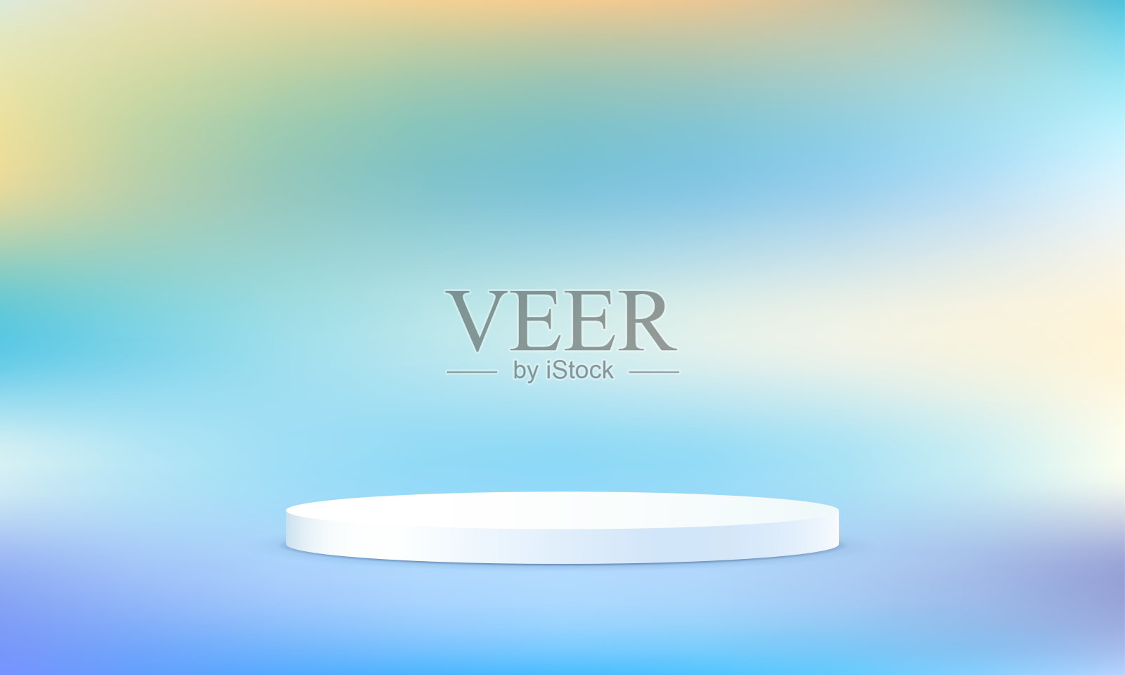 讲台与云天空的背景。抽象梯度背景。在网站上销售产品的空间。矢量插图。插画图片素材