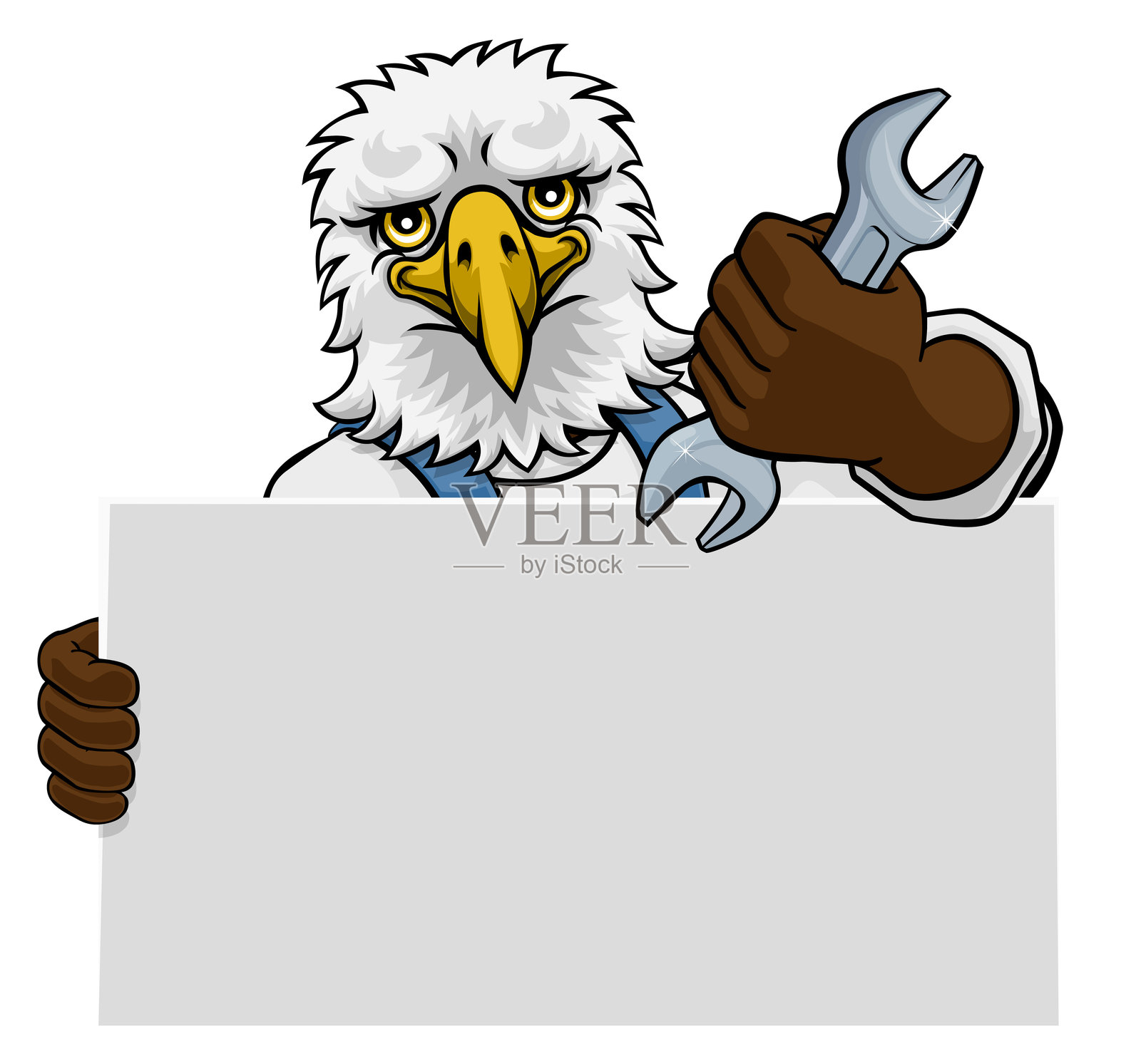 鹰机械师水管工扳手扳手杂工插画图片素材