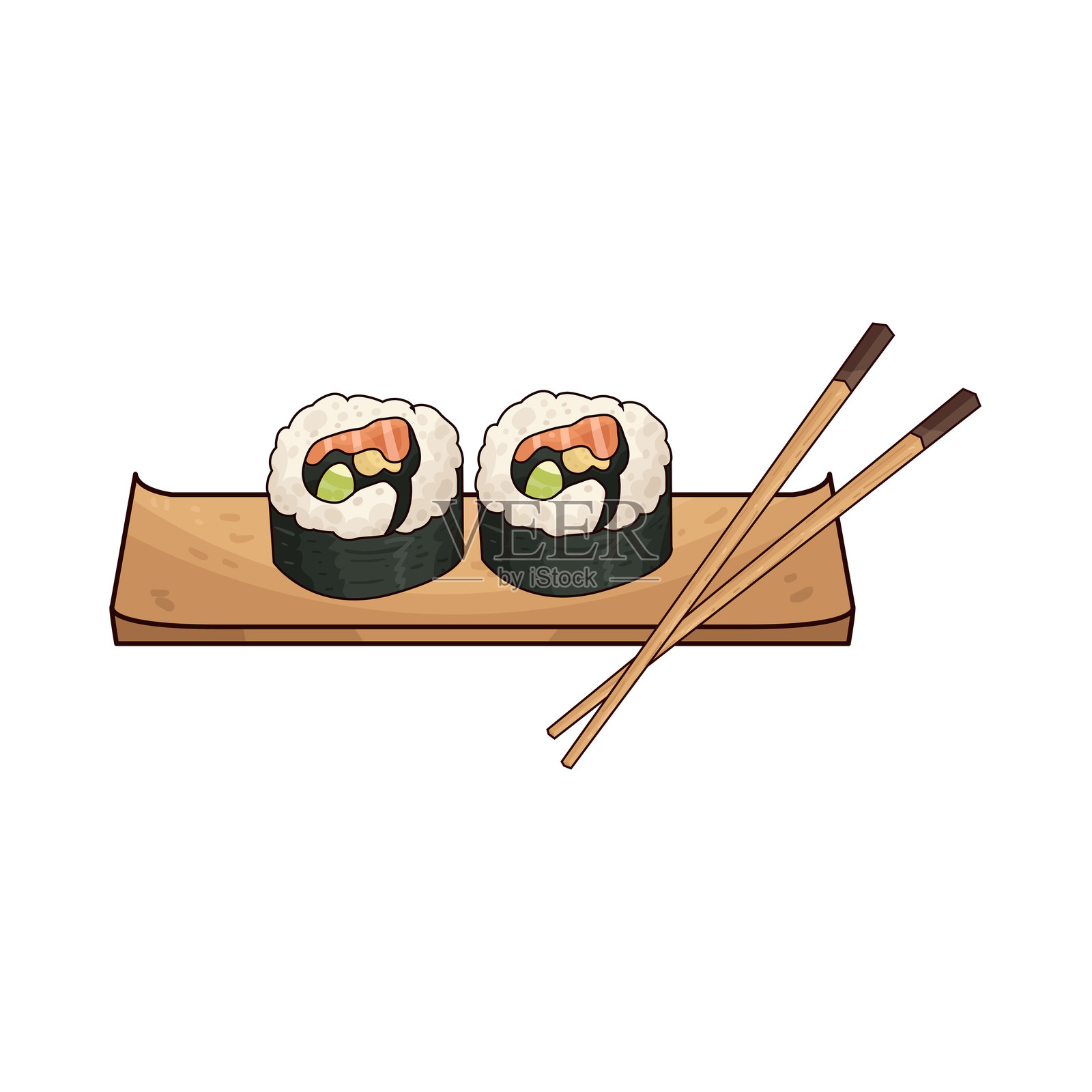 筷子寿司盘插画图片素材