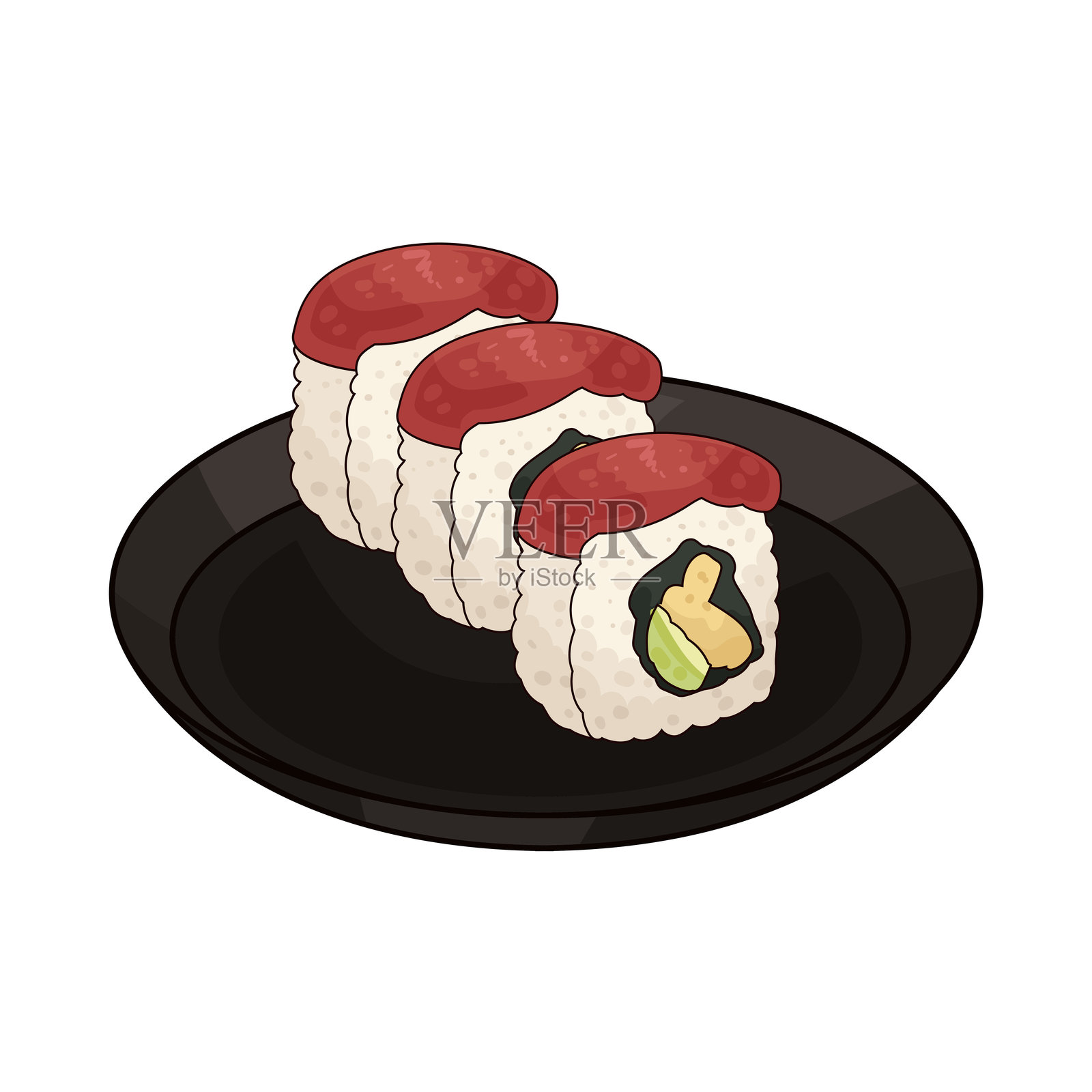 金枪鱼寿司卷插画图片素材