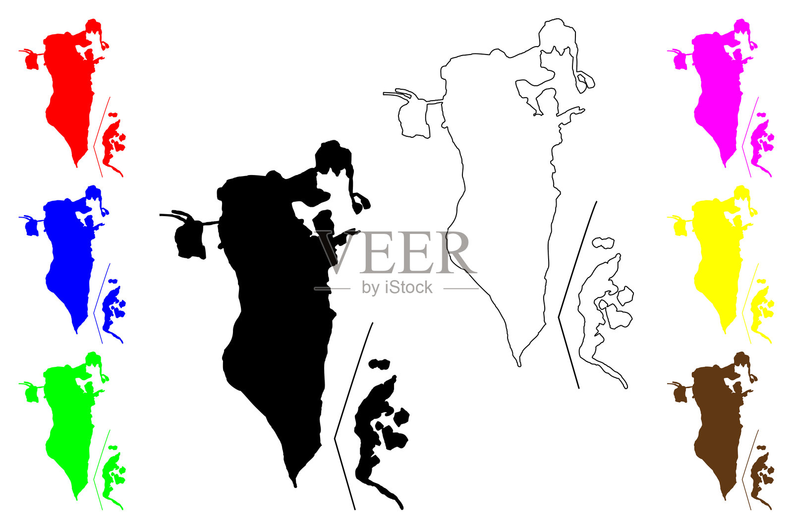 巴林地图矢量插图，潦草素描巴林王国插画图片素材
