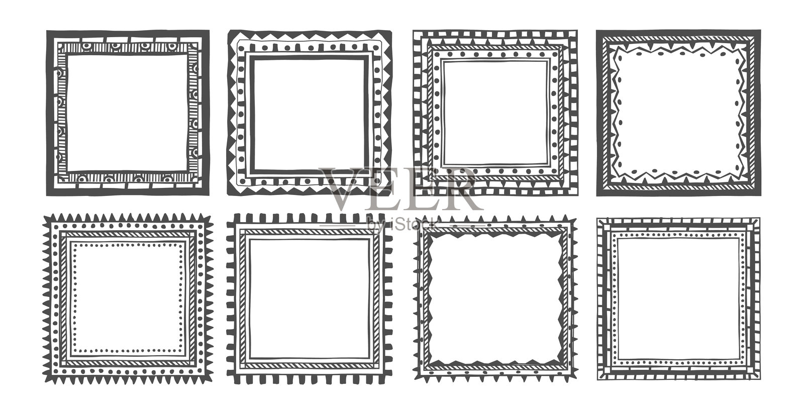 民族手绘几何框架插画图片素材