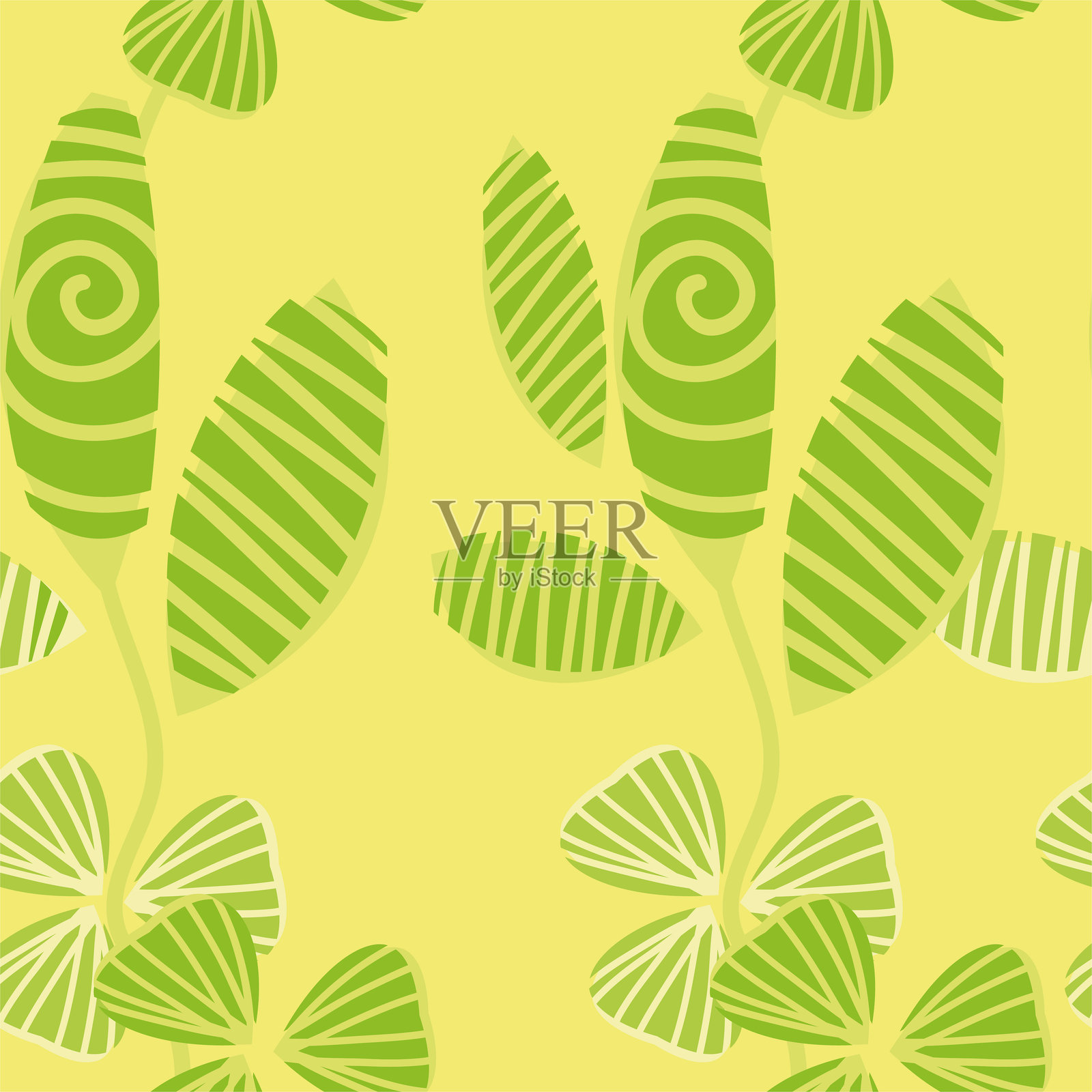 绿叶无缝图案背景。插画图片素材