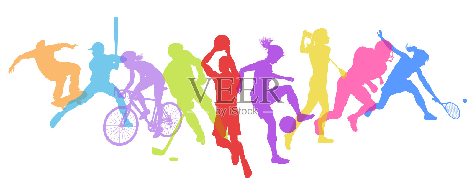 运动积极健身运动剪影人设置插画图片素材