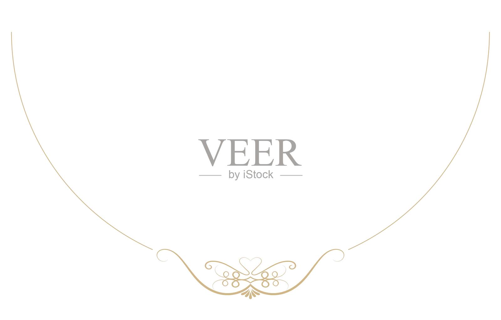 金色抽象复古曲线的边界线图形元素插画图片素材