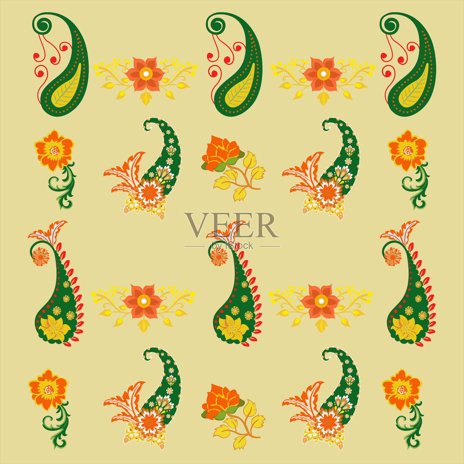 止水和花的图案插画图片素材