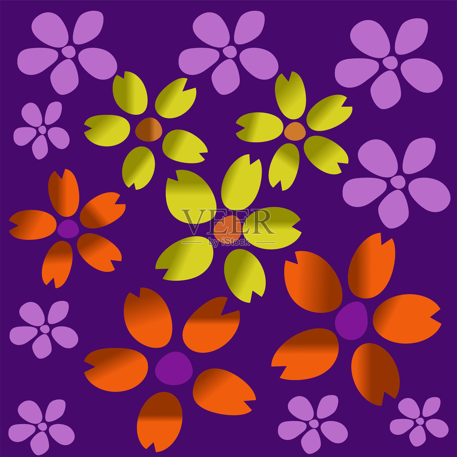 五颜六色的花卉图案插画图片素材