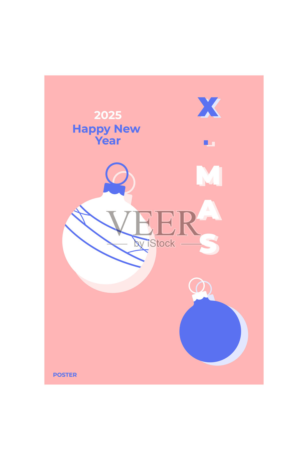 2025年新年快乐封面设计。强大的排版。色彩丰富，易于记忆。2025年设计海报新年快乐。插画图片素材