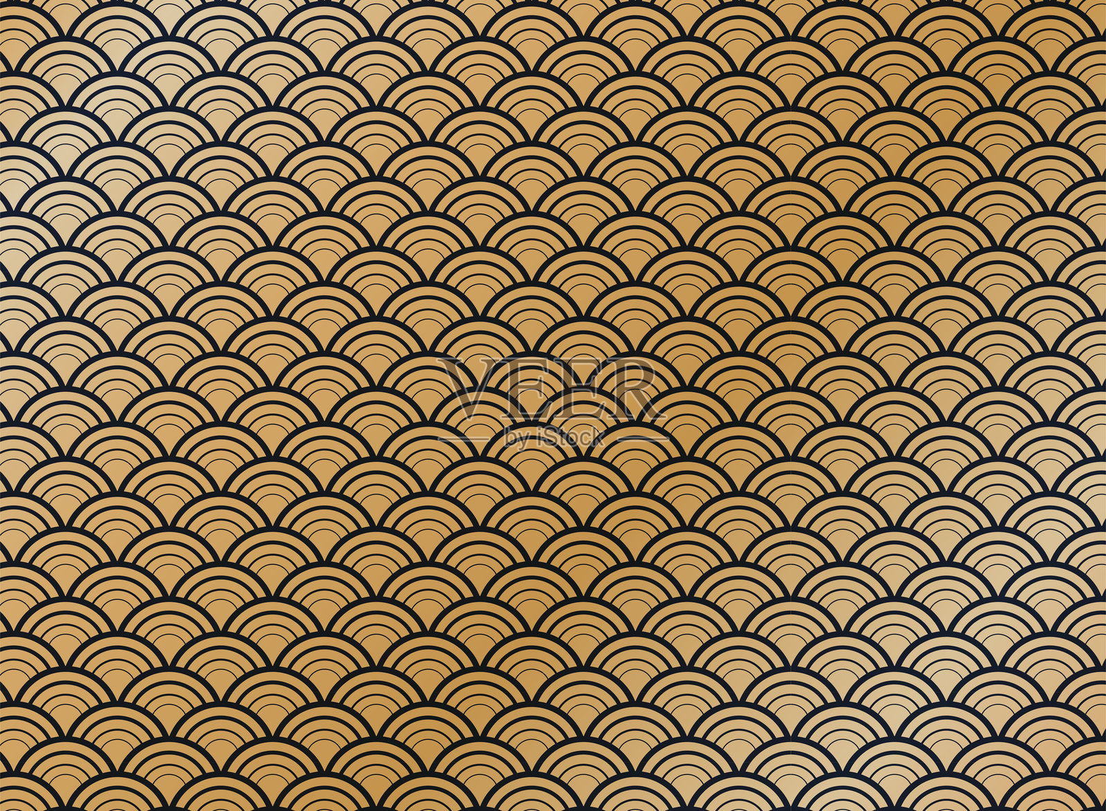 青海波浪型。日本传统花纹，无缝花纹。简单的几何图案。插画图片素材