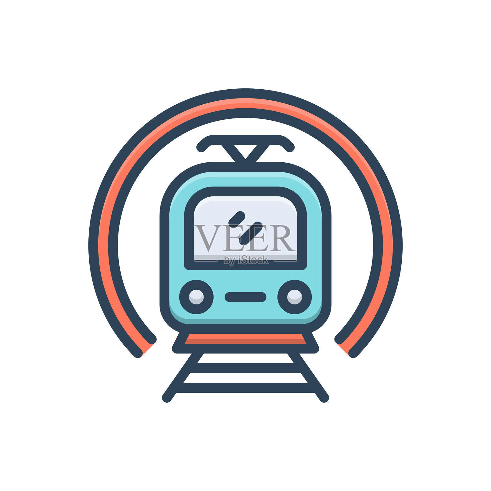 有轨电车的火车插画图片素材