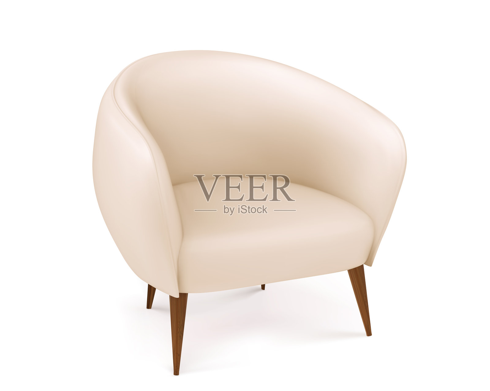 米色软皮扶手椅，木腿。插画图片素材