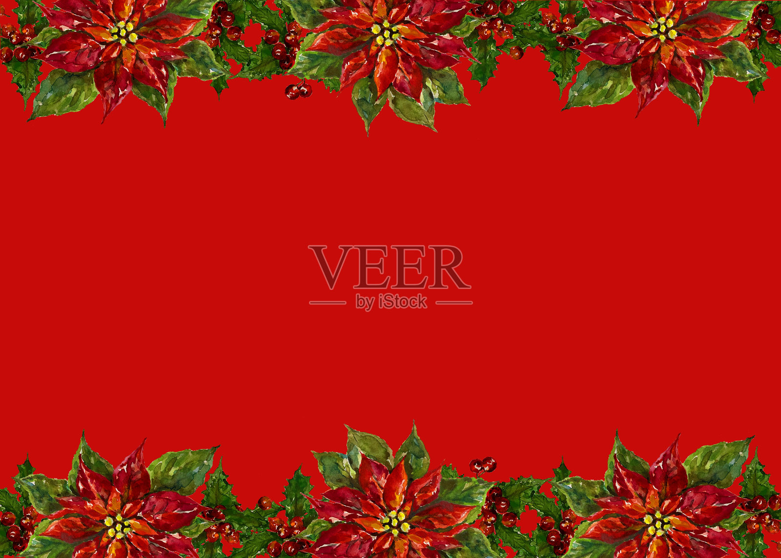 圣诞彩花框架插画图片素材