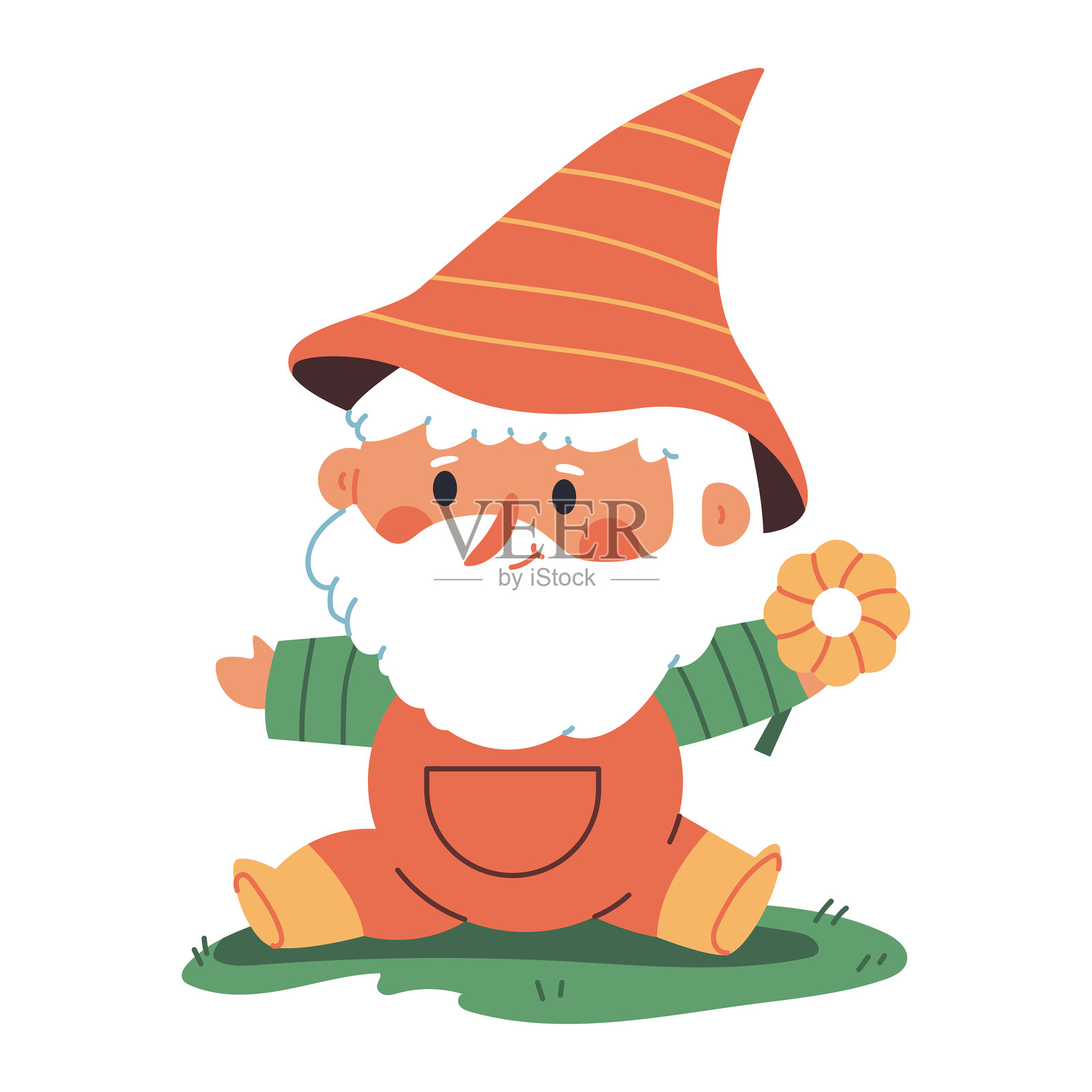 秋天侏儒装饰矢量卡通插图孤立在一个白色的背景。插画图片素材