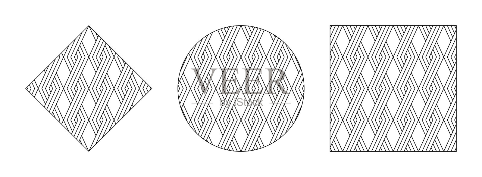 一组菱形图案轮廓图标。矢量插图隔离在白色背景上插画图片素材