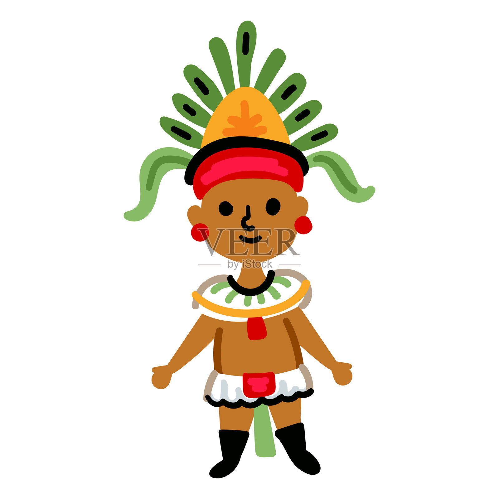 卡通玛雅人。明亮的颜色矢量插图孤立插画图片素材