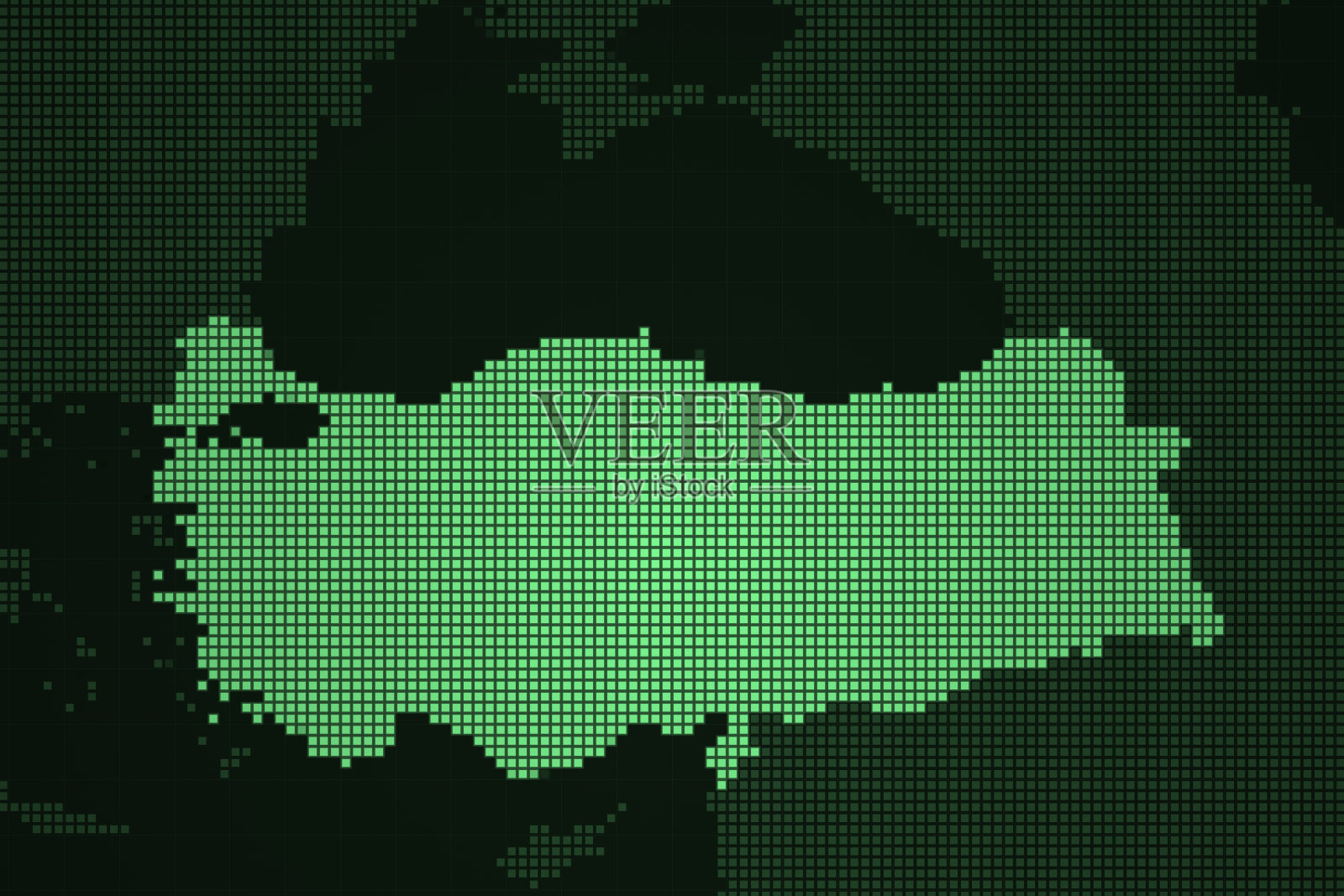 欧洲地图系列，采用<s:1> rkiye，绿色LED效果插画图片素材