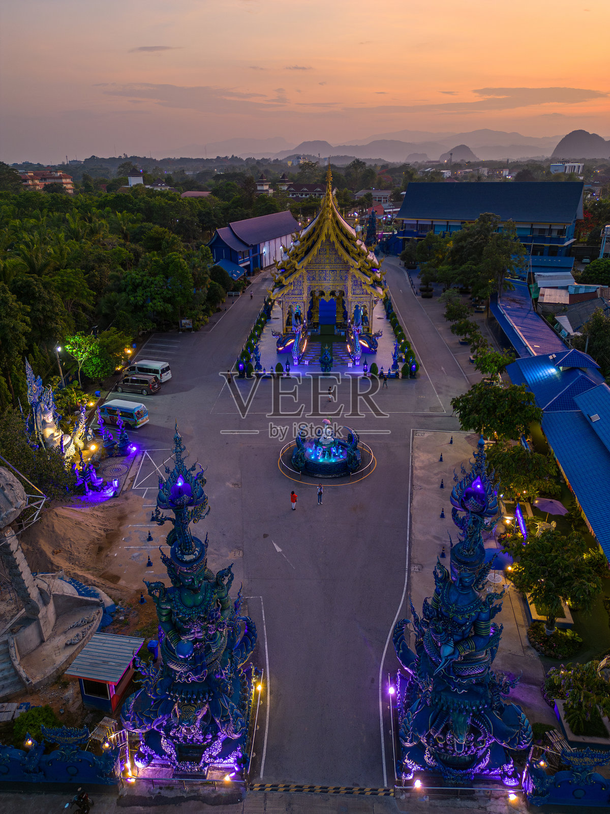 泰国清莱蓝寺鸟瞰图照片摄影图片