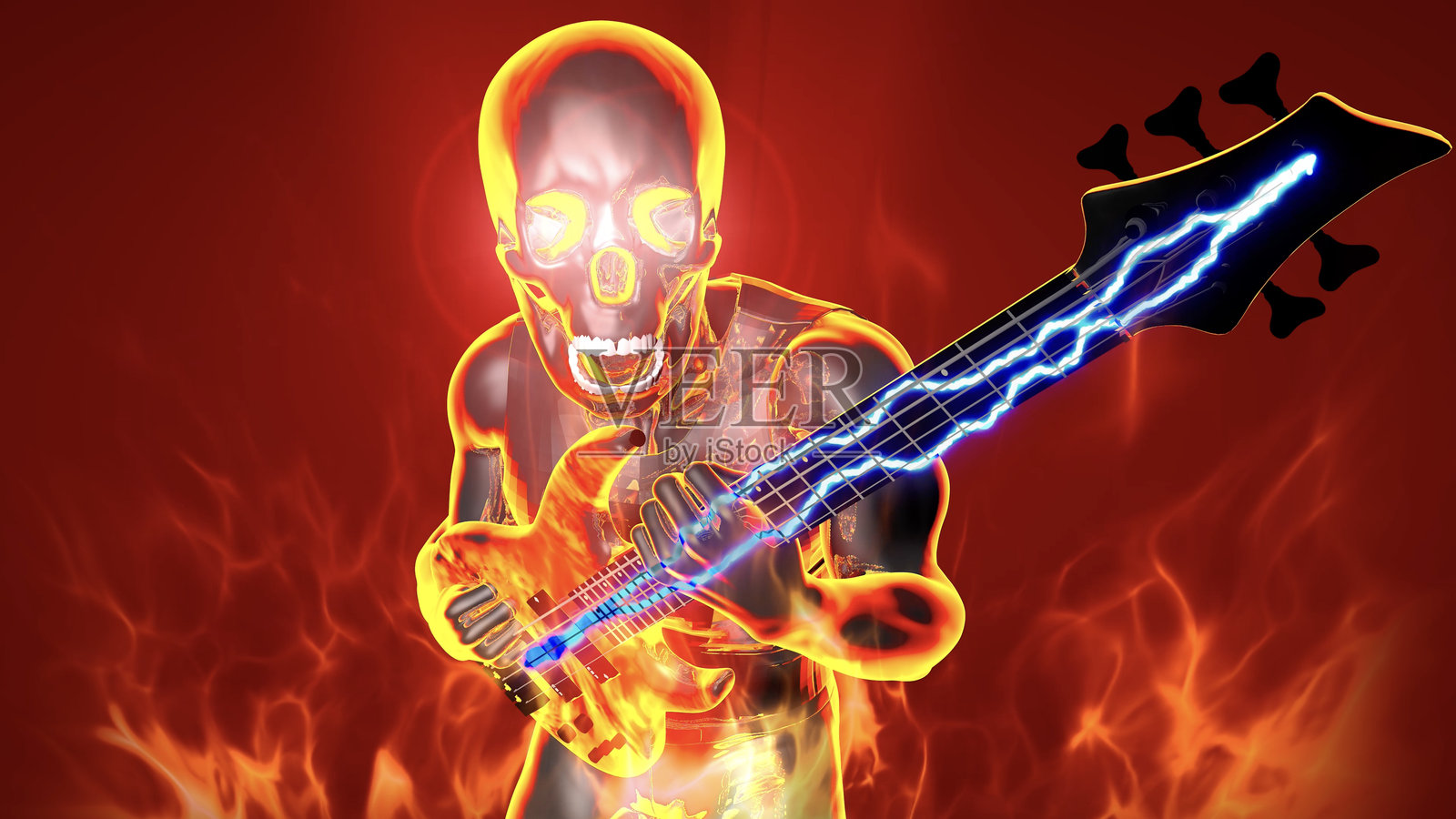 地狱里的骷髅摇滚照片摄影图片