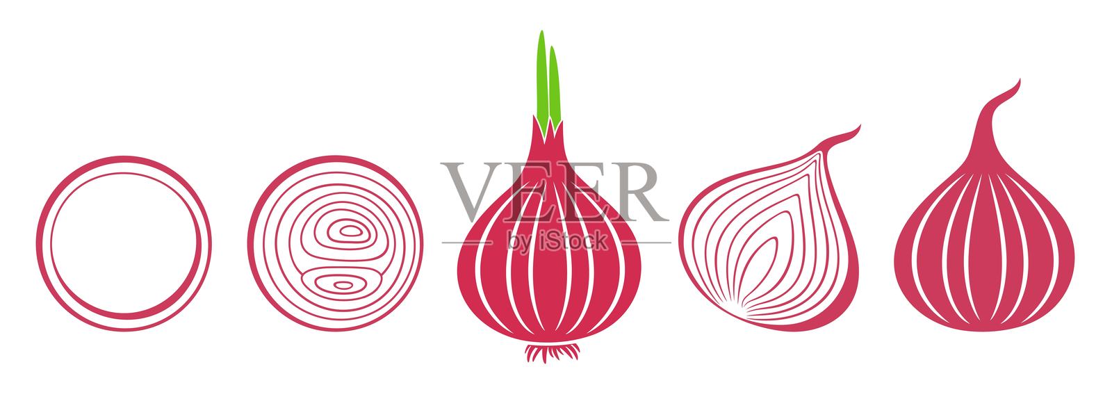 红洋葱标志。白色背景上孤立的红洋葱插画图片素材