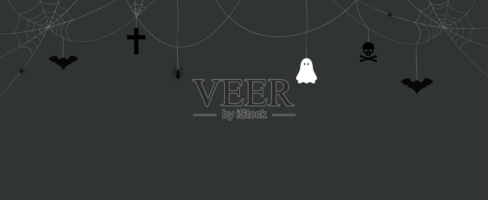 黑色万圣节背景卡通风格插画图片素材