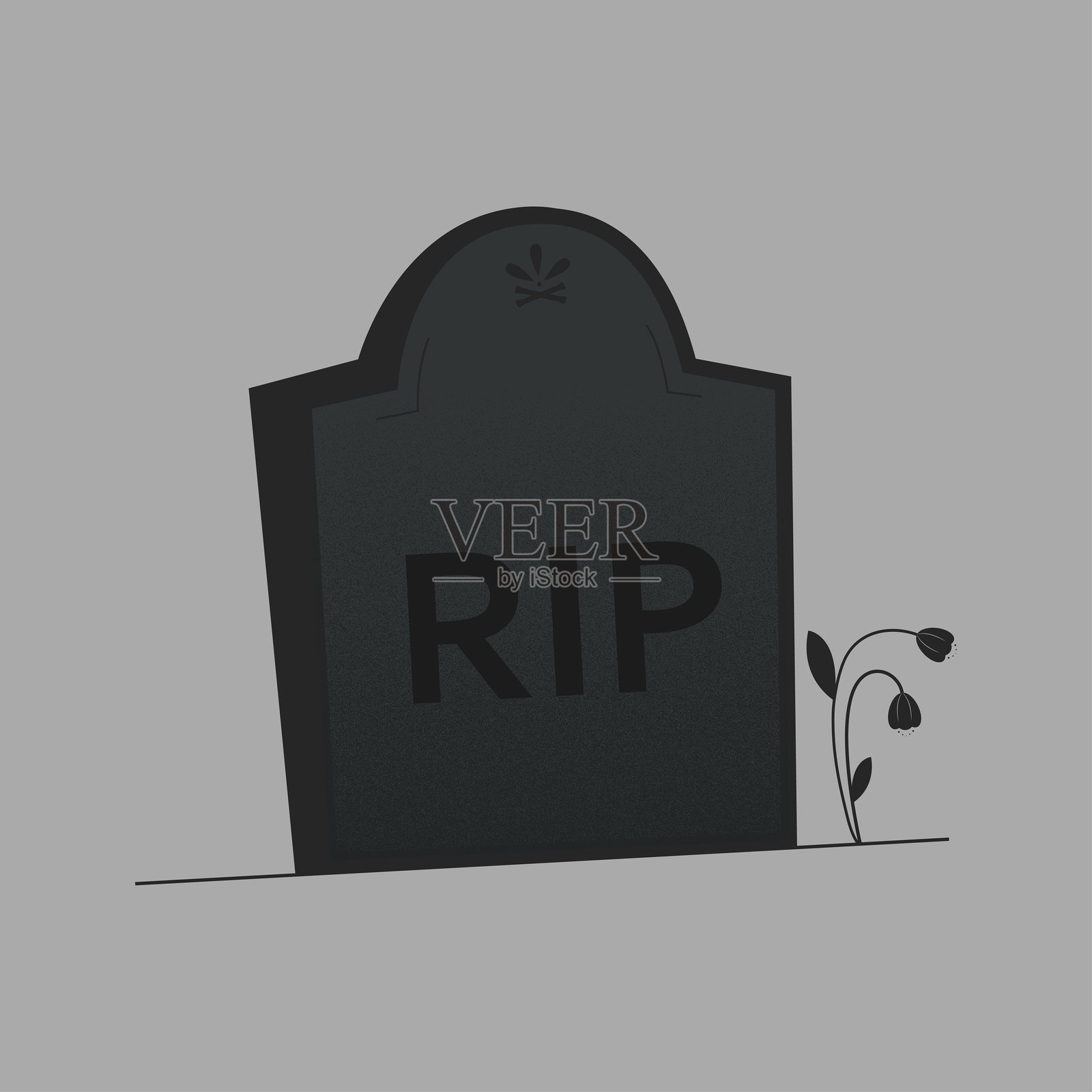 灰色卡通墓碑插图插画图片素材