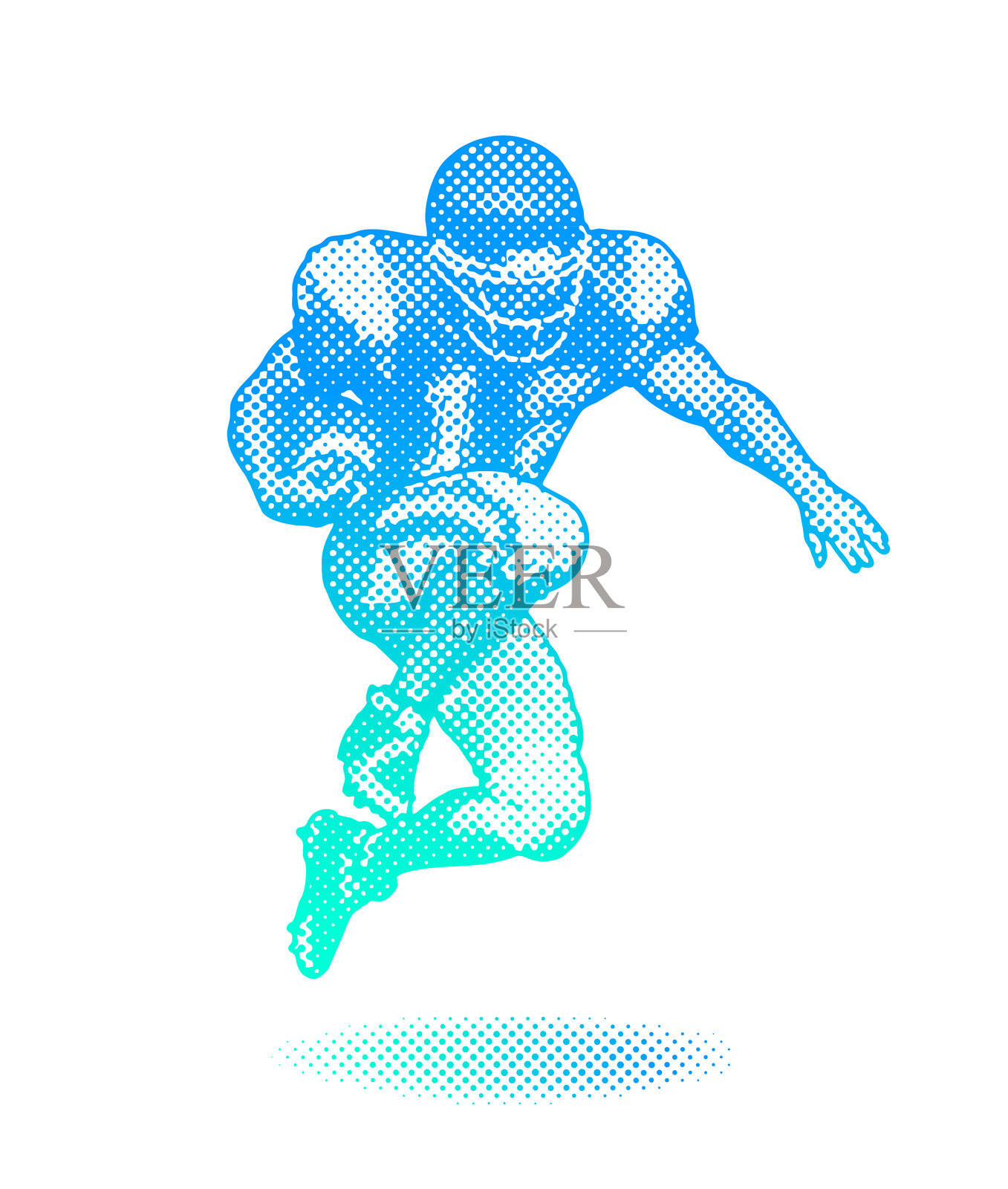 美国足球运动员跑回的半色调矢量插画图片素材