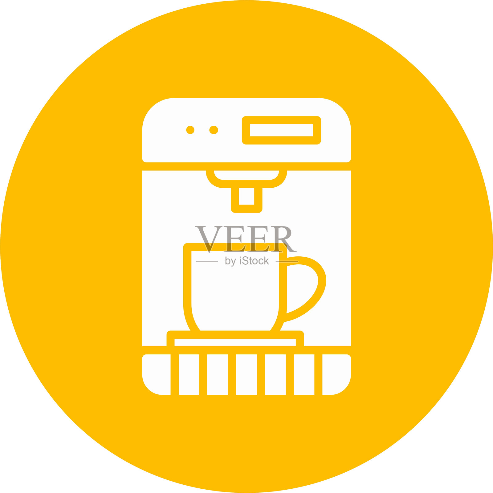 咖啡机字形圆圈图标插画图片素材