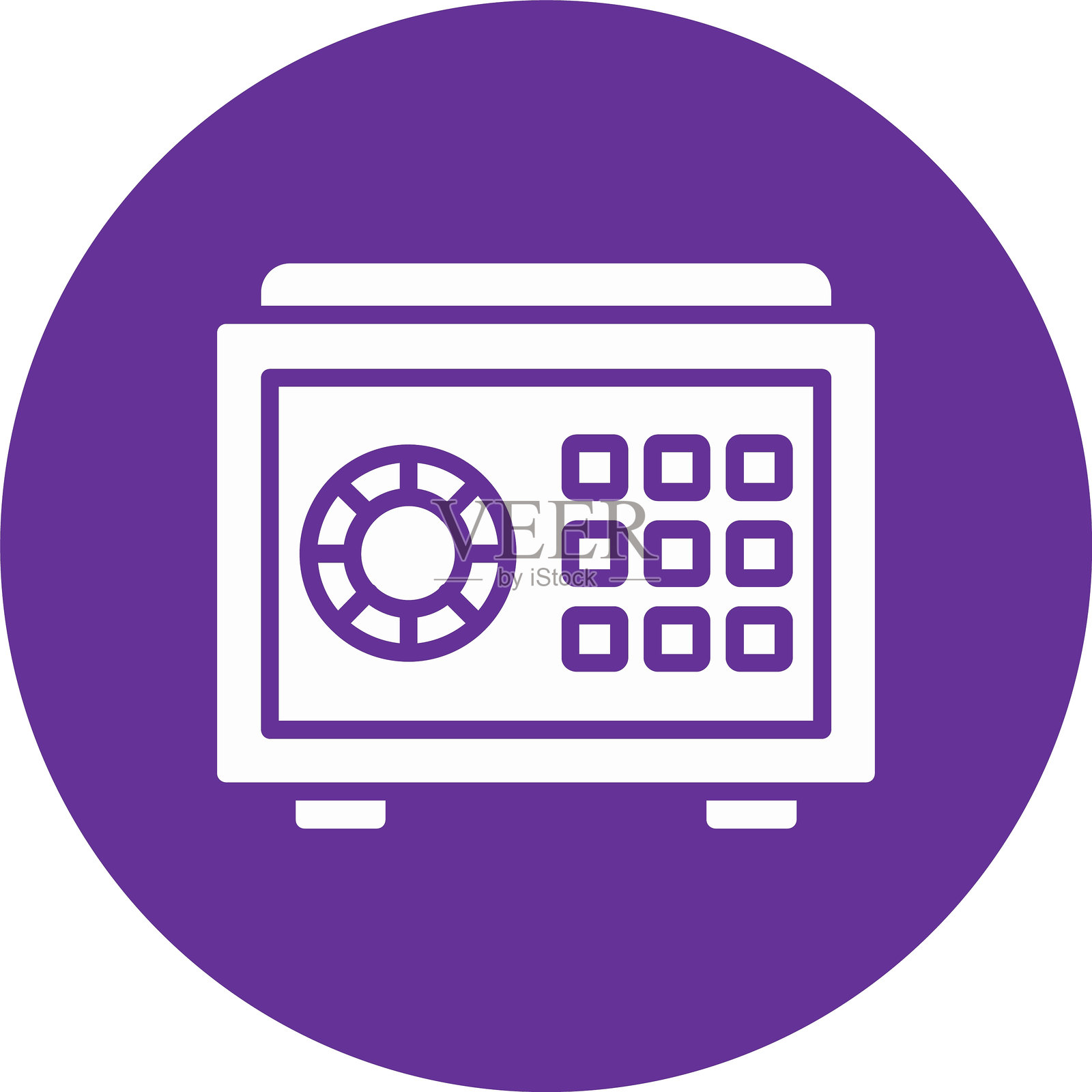 保险箱字形圆形图标插画图片素材