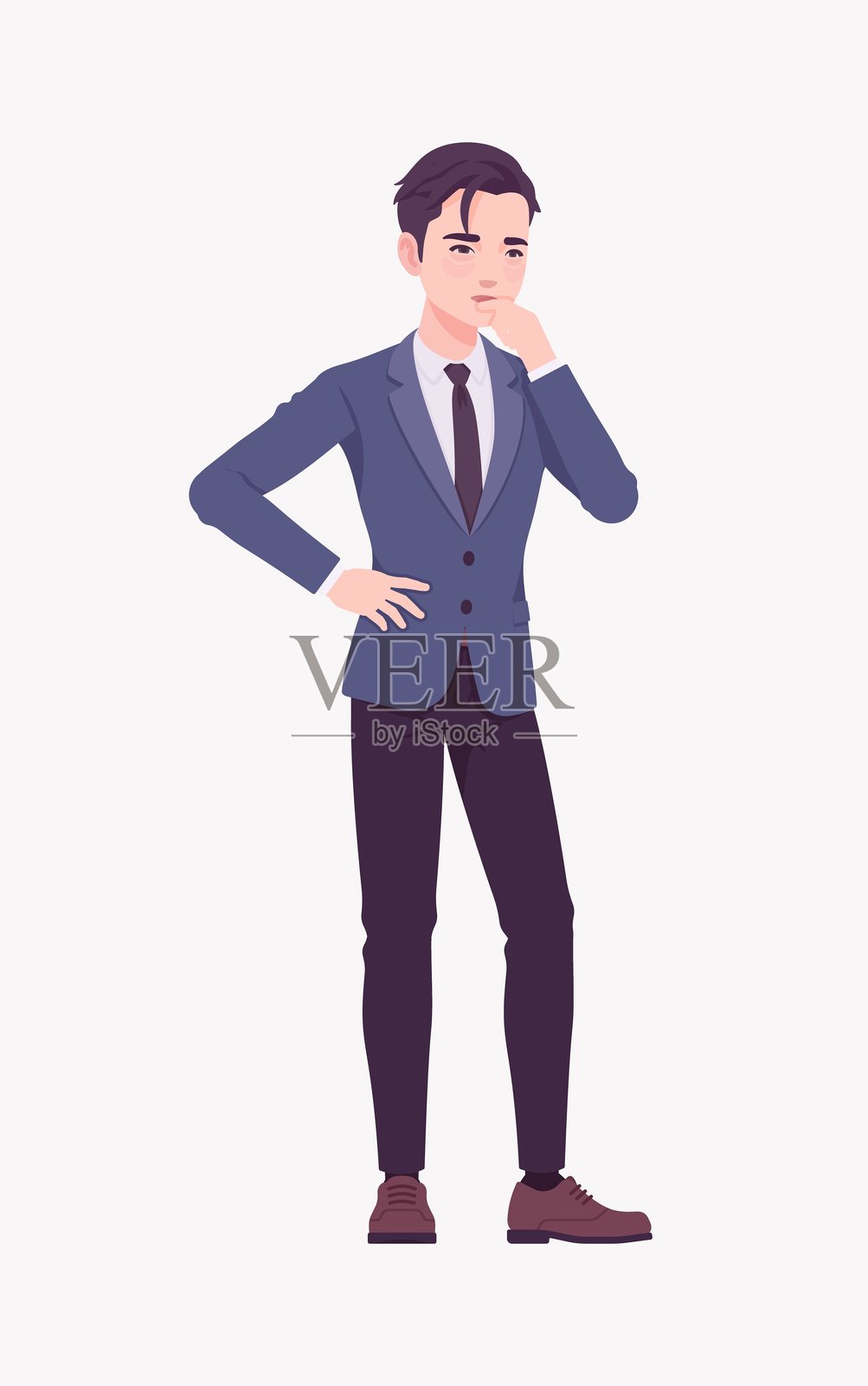 英俊的亚洲人，年轻的商人，自信有抱负的办公室男插画图片素材