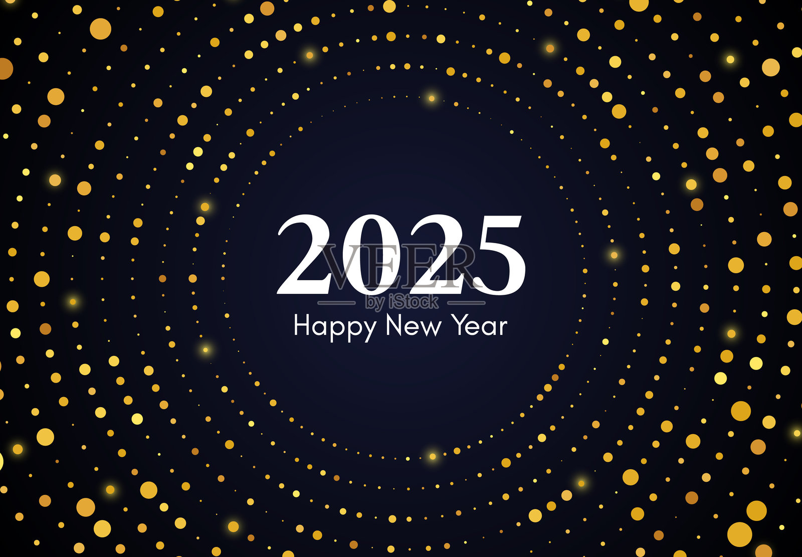 2025年新年快乐，金光闪闪插画图片素材