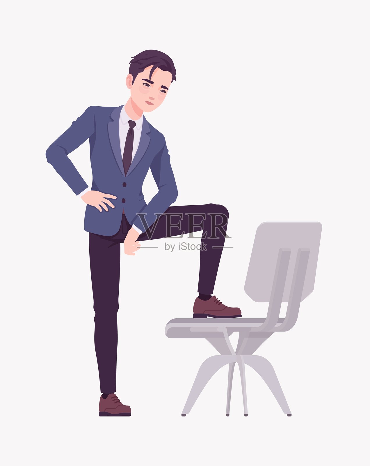 帅气的亚洲人，商人，自信的办公室职员站在椅子旁插画图片素材