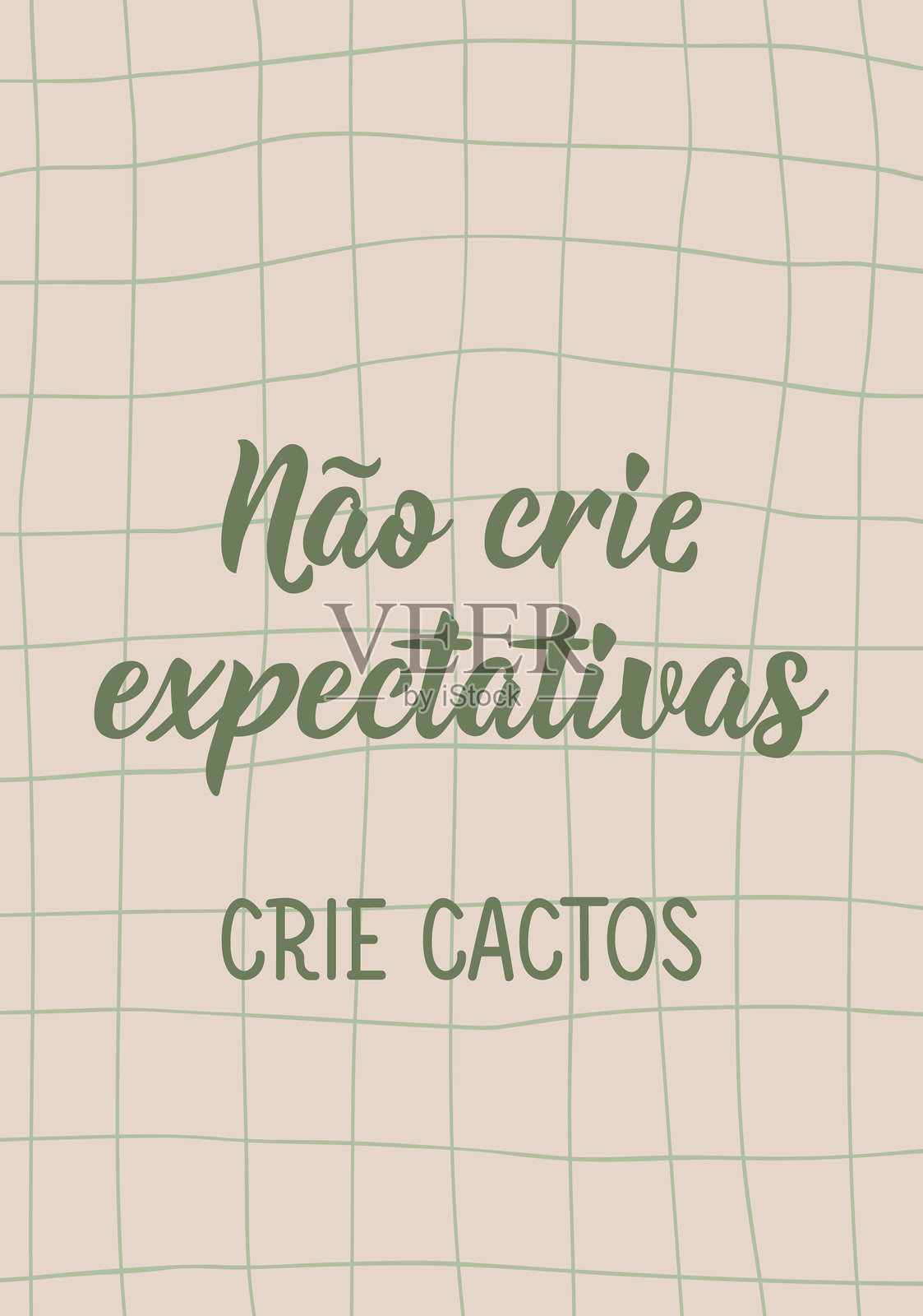 不要创造期望，创造仙人掌。手写字母的贺卡。插画图片素材