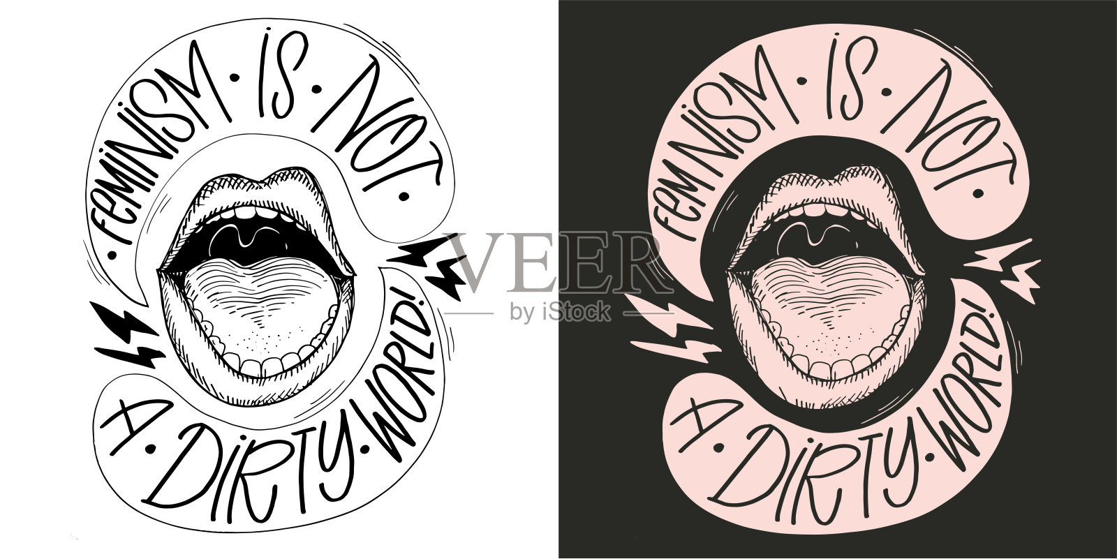 有趣的时尚印刷手绘涂鸦字母报价。t恤图案刻字，马克杯印花，包包印花，服装时尚。100%手绘矢量图像。插画图片素材