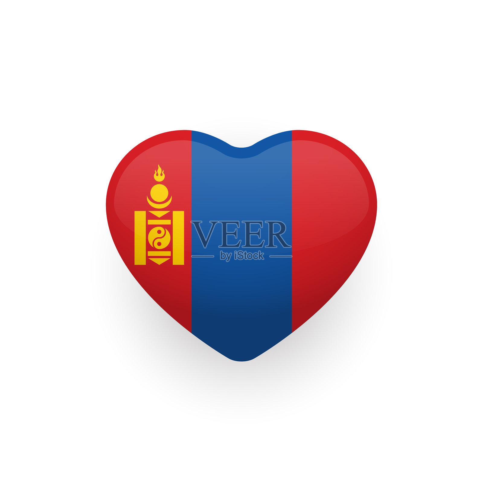 心形蒙古国国旗。蒙古国旗。矢量插图。插画图片素材