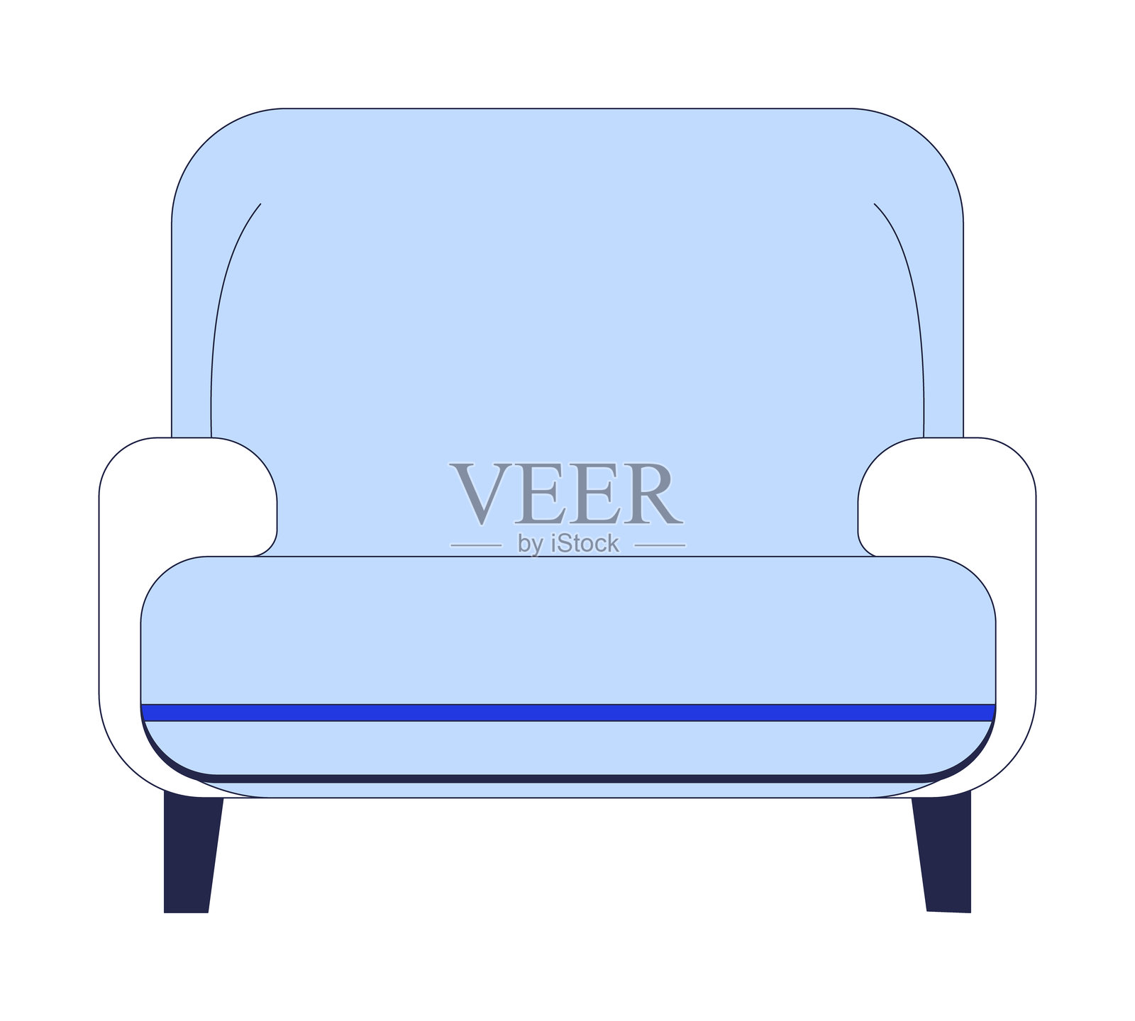 舒适的扶手椅宽2D卡通对象插画图片素材