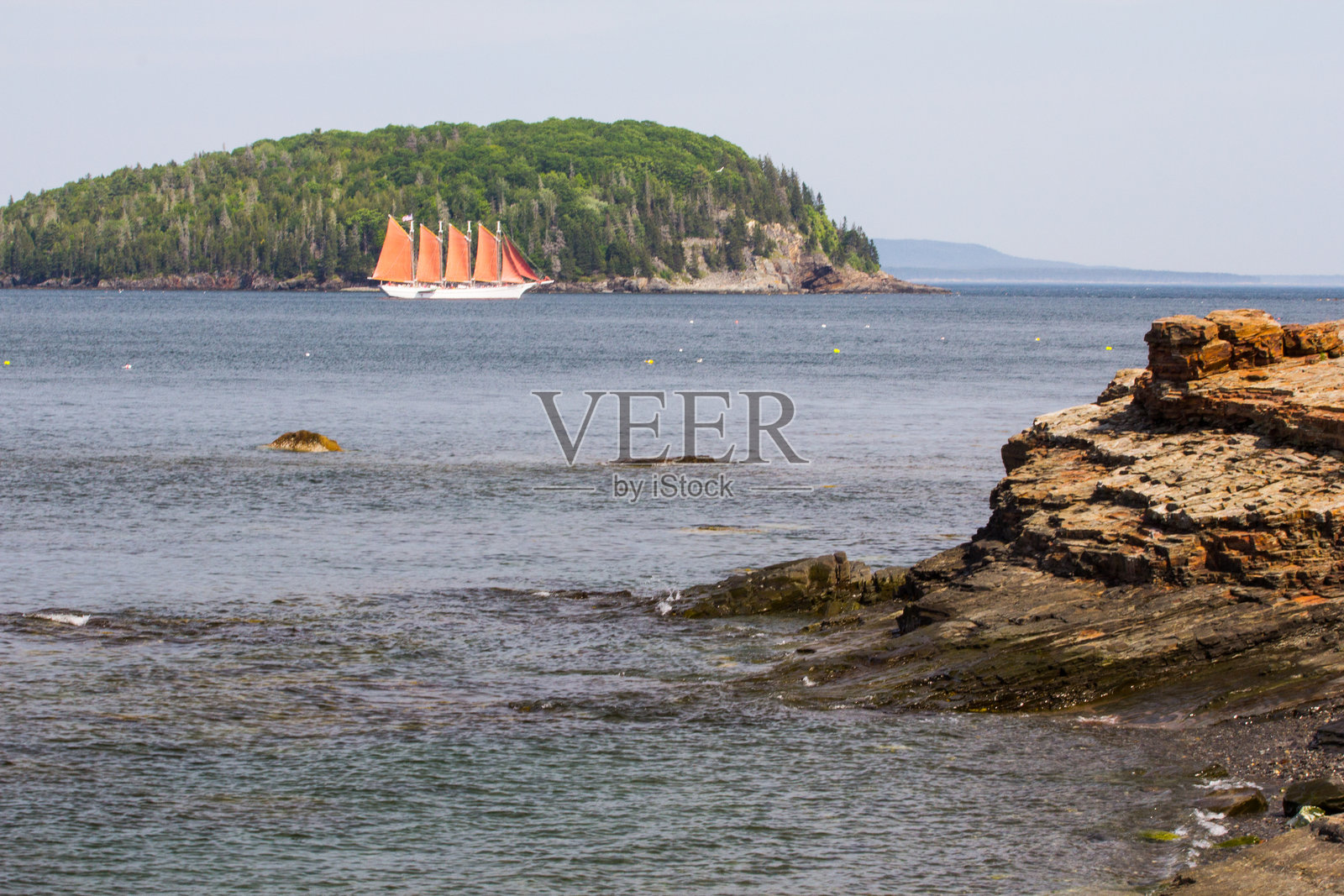 缅因州夏天的法国湾照片摄影图片