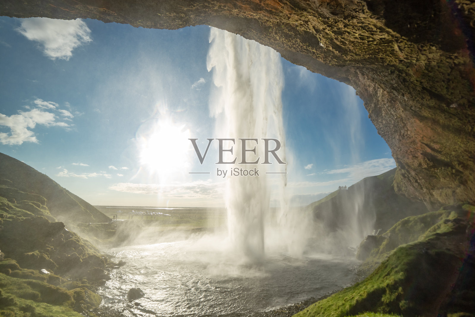 在Seljalandsfoss瀑布后面的冰岛欧洲照片摄影图片